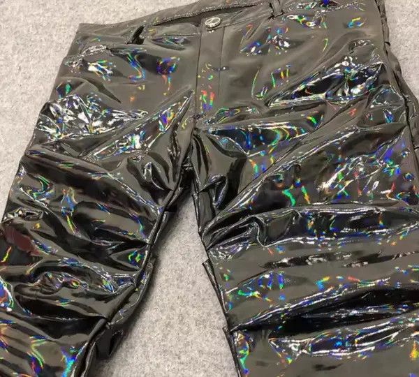 Jean Cool Black Holographic Shiny Reflective Stretchy pu Leather Size US 38 / EU 54 - 8 Thumbnail