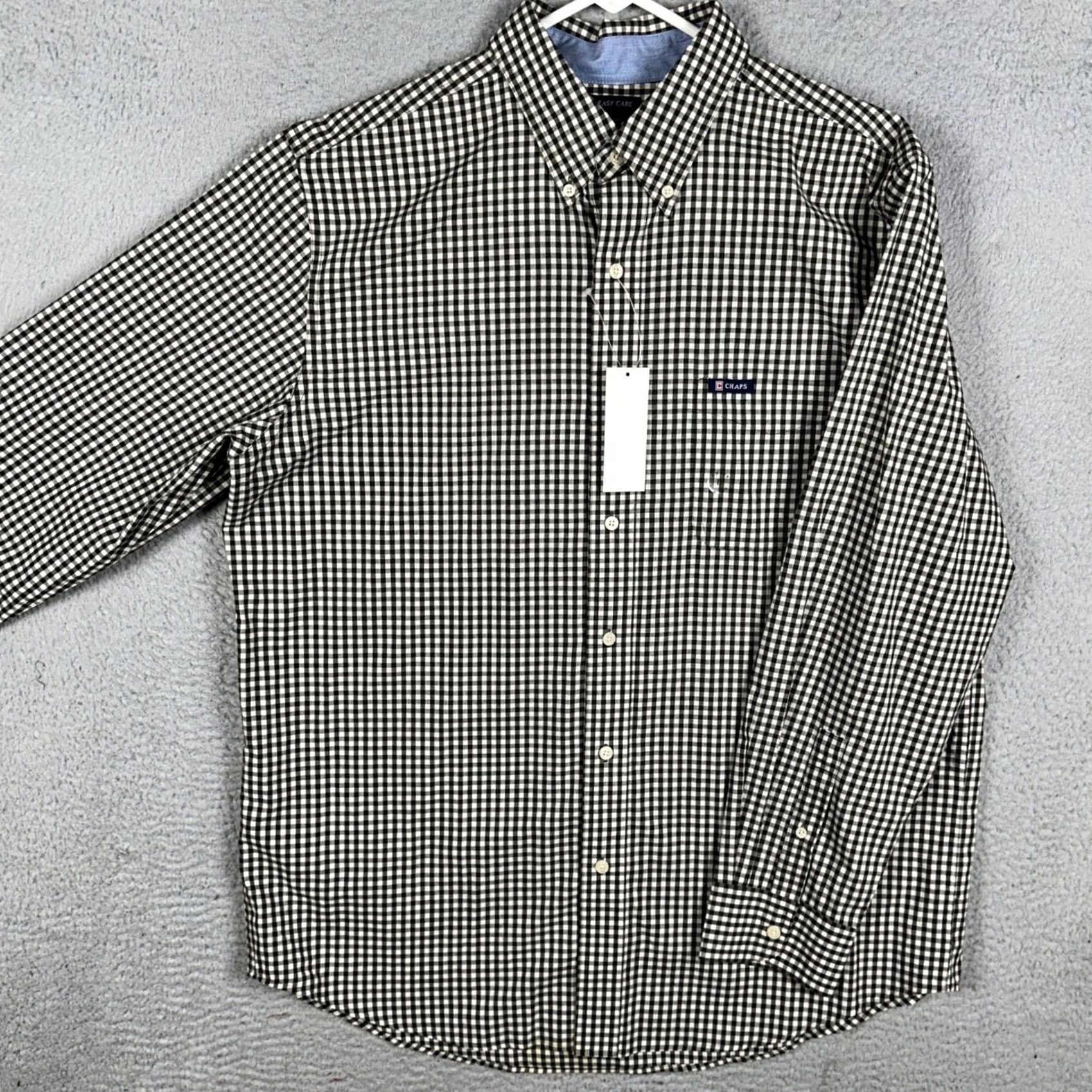 Chaps Chaps Shirt Button-Down Gingham Plaid Long Sleeve Green/White Mens Large Casual Preppy pocketed Easy Care Executed Button-Up Size US L / EU 52-54 / 3 - 2 Thumbnail