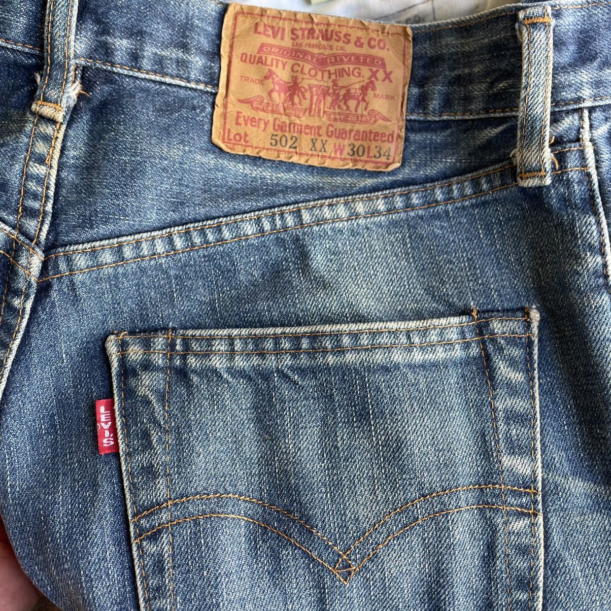 Levi's Vintage Clothing 🔥Vintage Levis 502XX Big E Stoned Washed Riped Denim Jeans Size US 30 / EU 46 - 14 Thumbnail