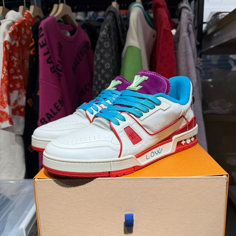 Louis Vuitton Louis Vuitton Trainer Upcycling White and Red Sneakers 0079 Size US 10.5 / EU 43-44 - 1 Thumbnail