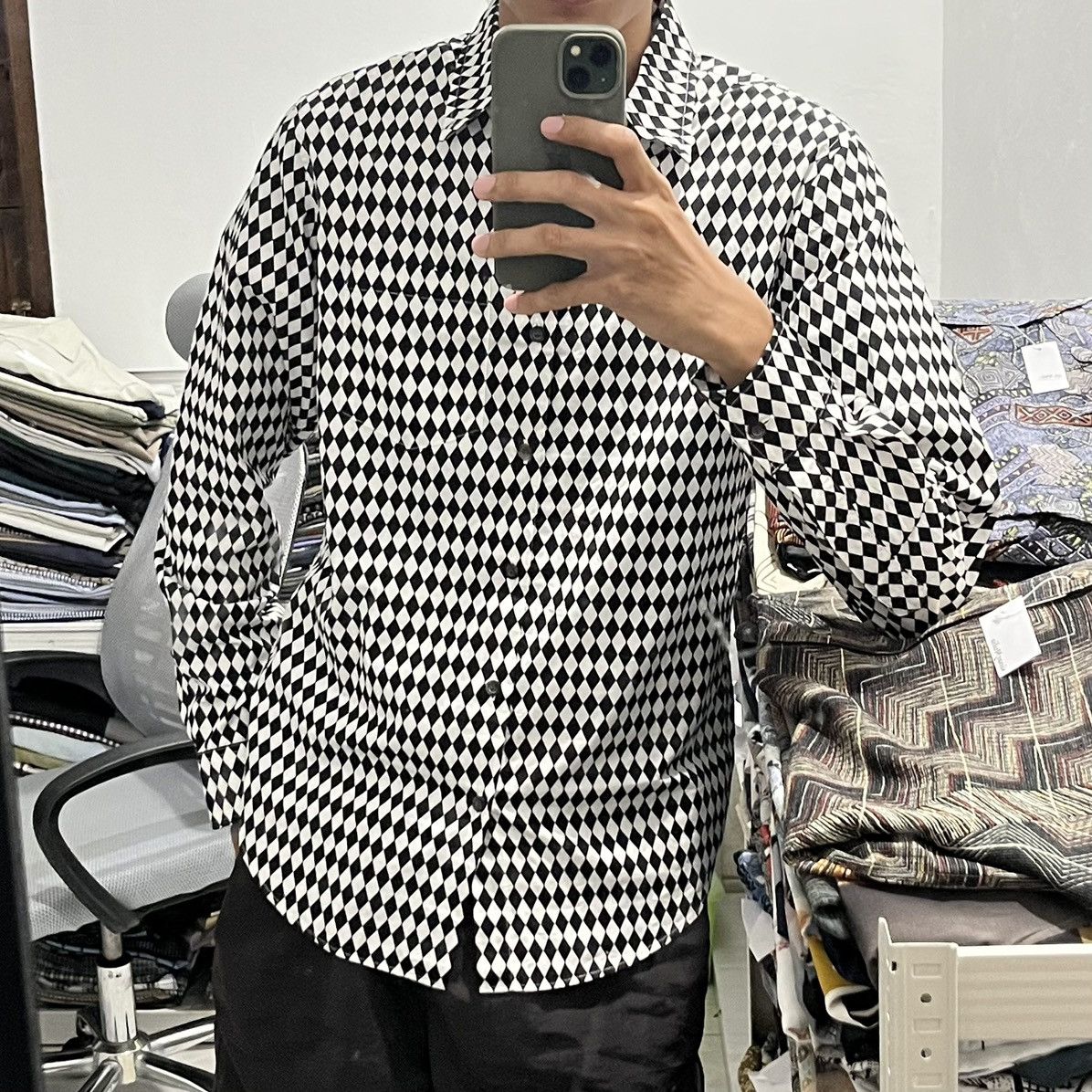 Hysteric Glamour Hysteric Glamour Diamond Checkerboard Button Up Shirt Size US S / EU 44-46 / 1 - 1 Thumbnail