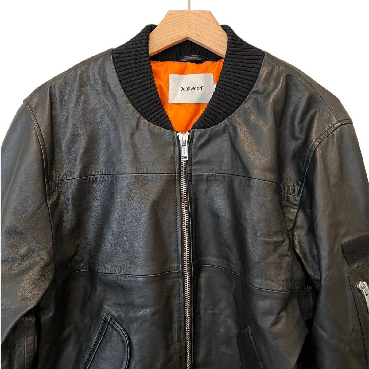 Deadwood Deadwood Recycled Lambskin Leather Bomber Jacket Size Large Size L / US 10 / IT 46 - 9 Thumbnail