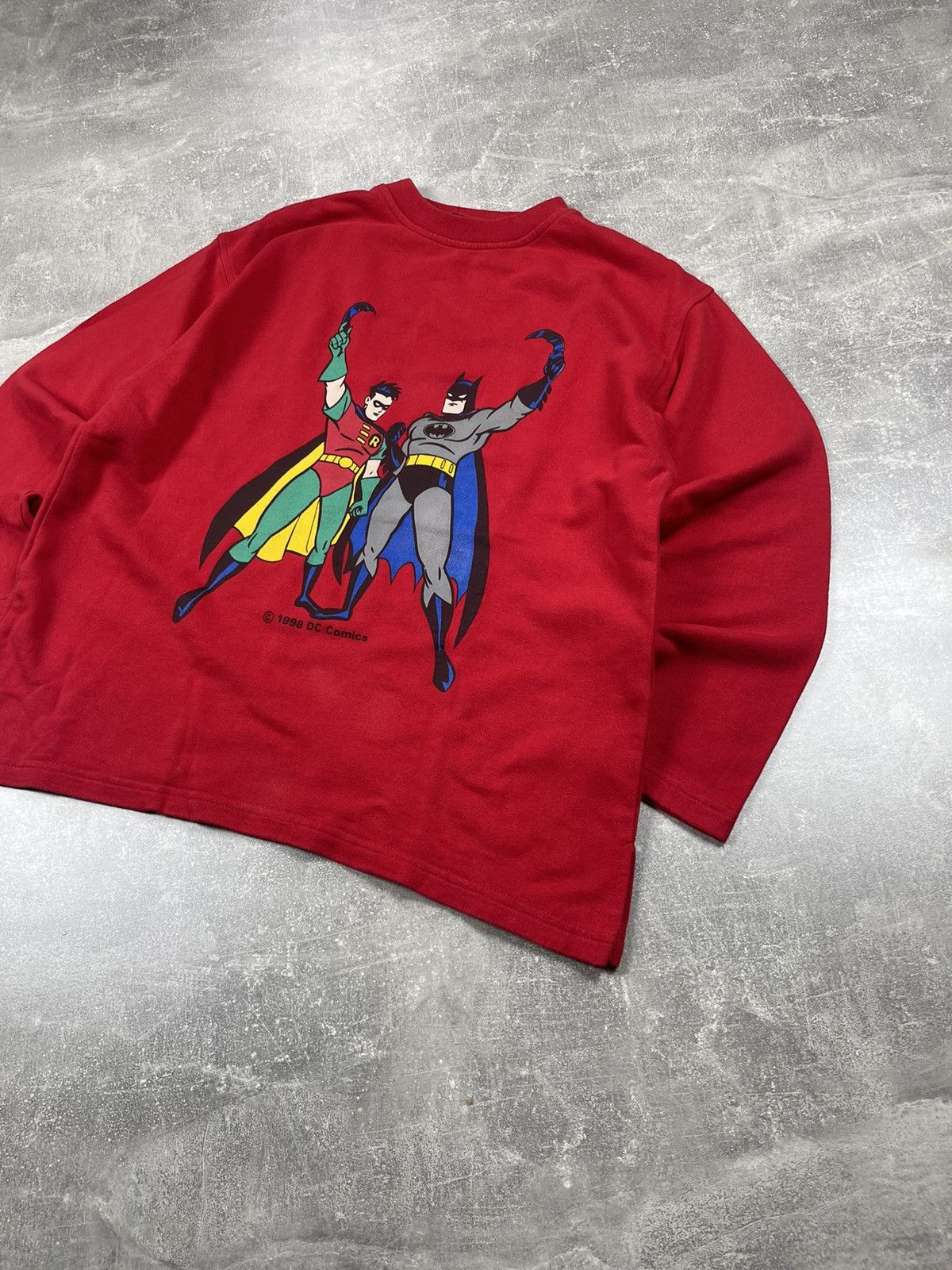 DC Comics × Vintage DC Comics Beatman&Robin Vintage 1998 Red Printed Sweatshirt Size US L / EU 52-54 / 3 - 3 Thumbnail