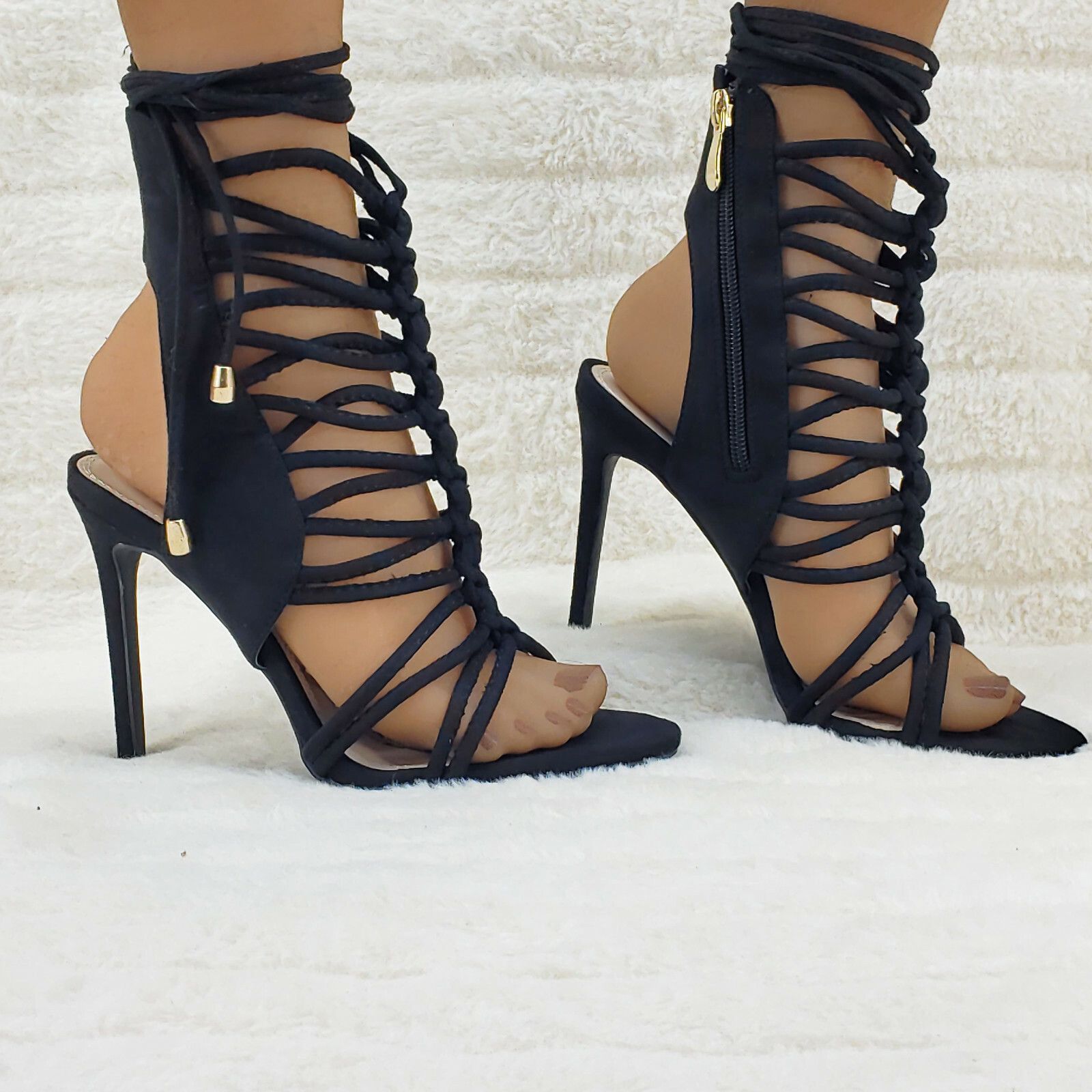Other So Me Lucy Strappy Knotted Detail 4.5" High Heel Shoe Black Size US 8.5 / IT 38.5 - 1 Thumbnail