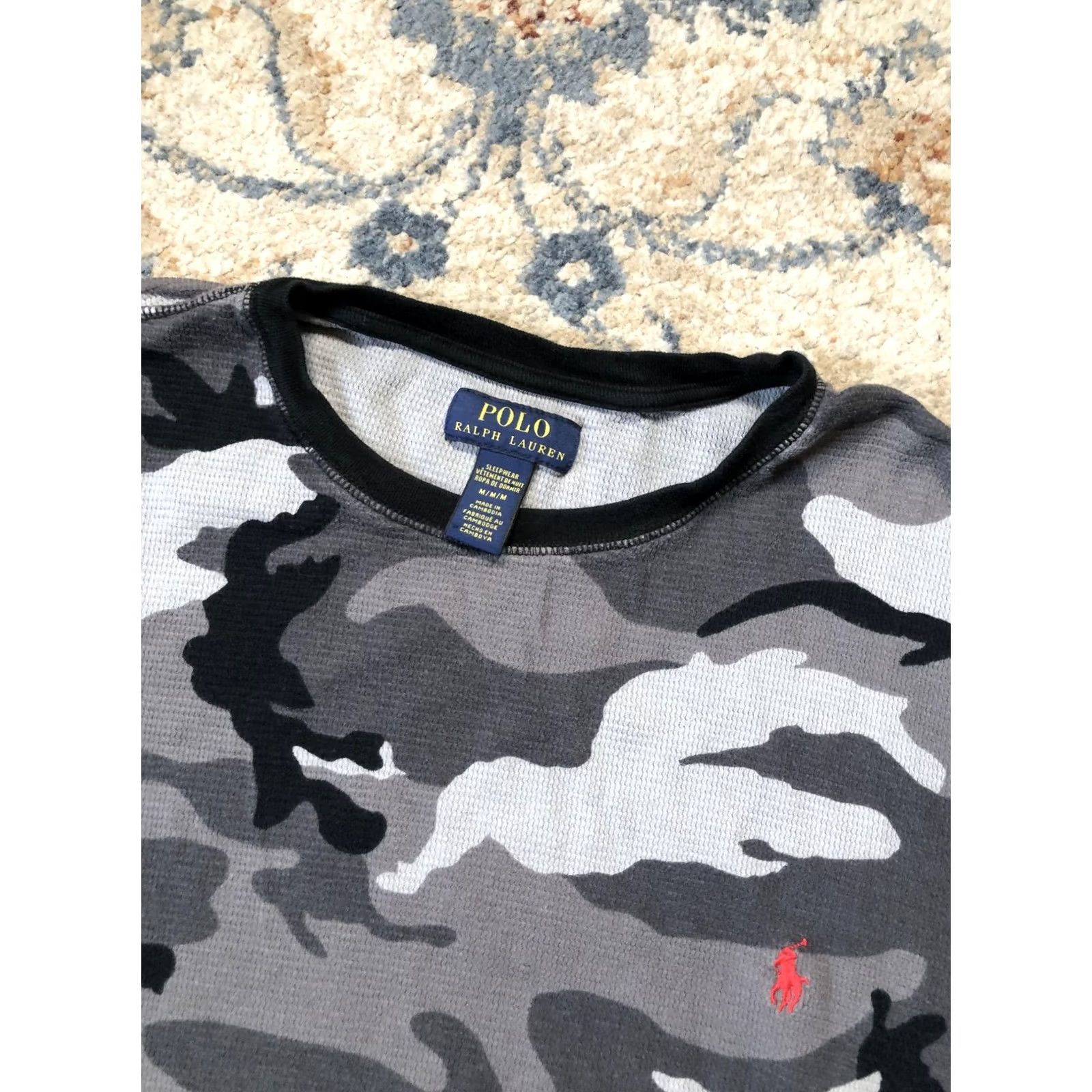 Polo Ralph Lauren Polo Ralph Lauren Shirt Mens Medium Gray Camo Long Sleeve Thermal Sleepwear Top Size US M / EU 48-50 / 2 - 6 Thumbnail