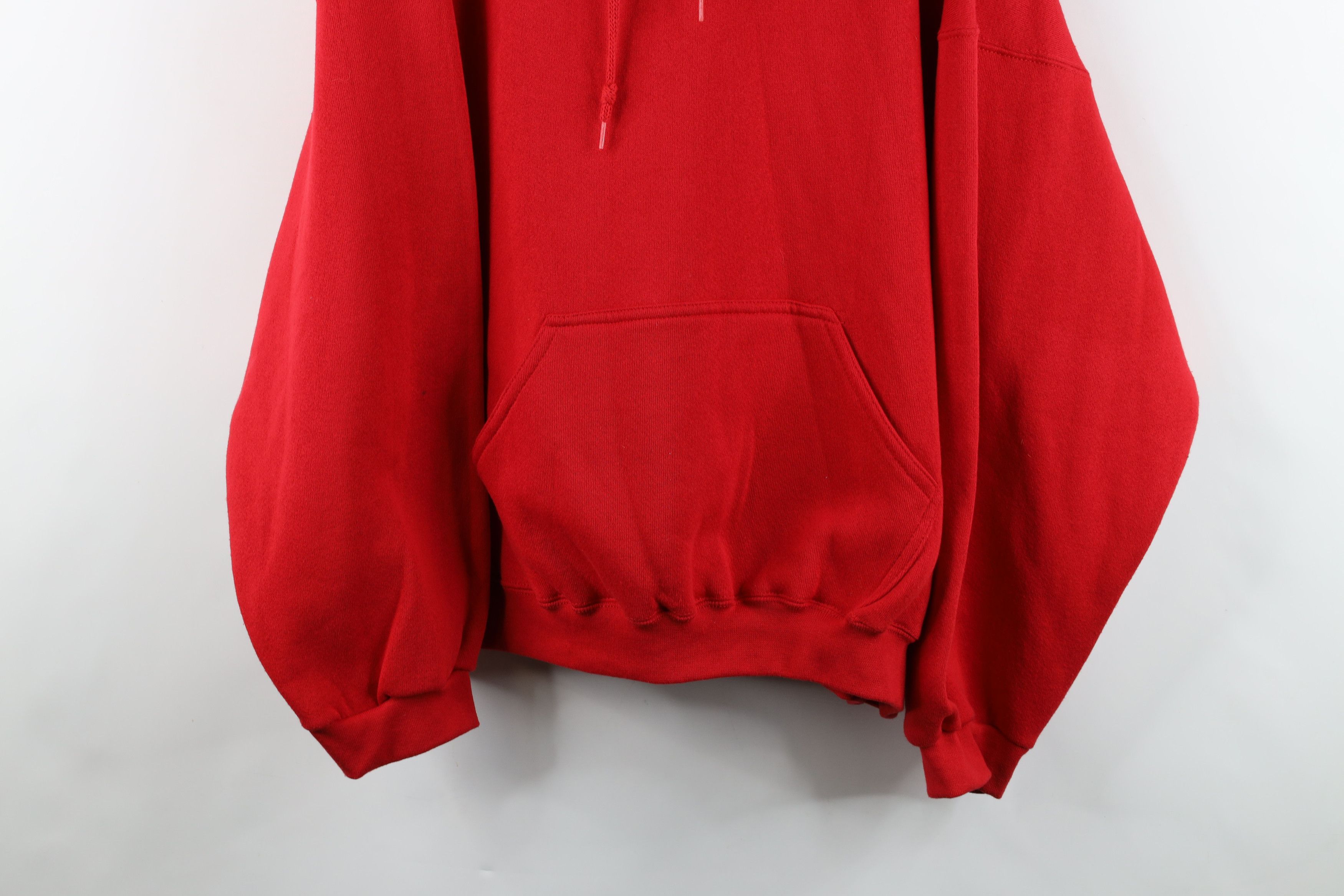 Vintage Vintage 90s Streetwear Heavyweight Hoodie Sweatshirt Red USA Size US XXL / EU 58 / 5 - 3 Thumbnail