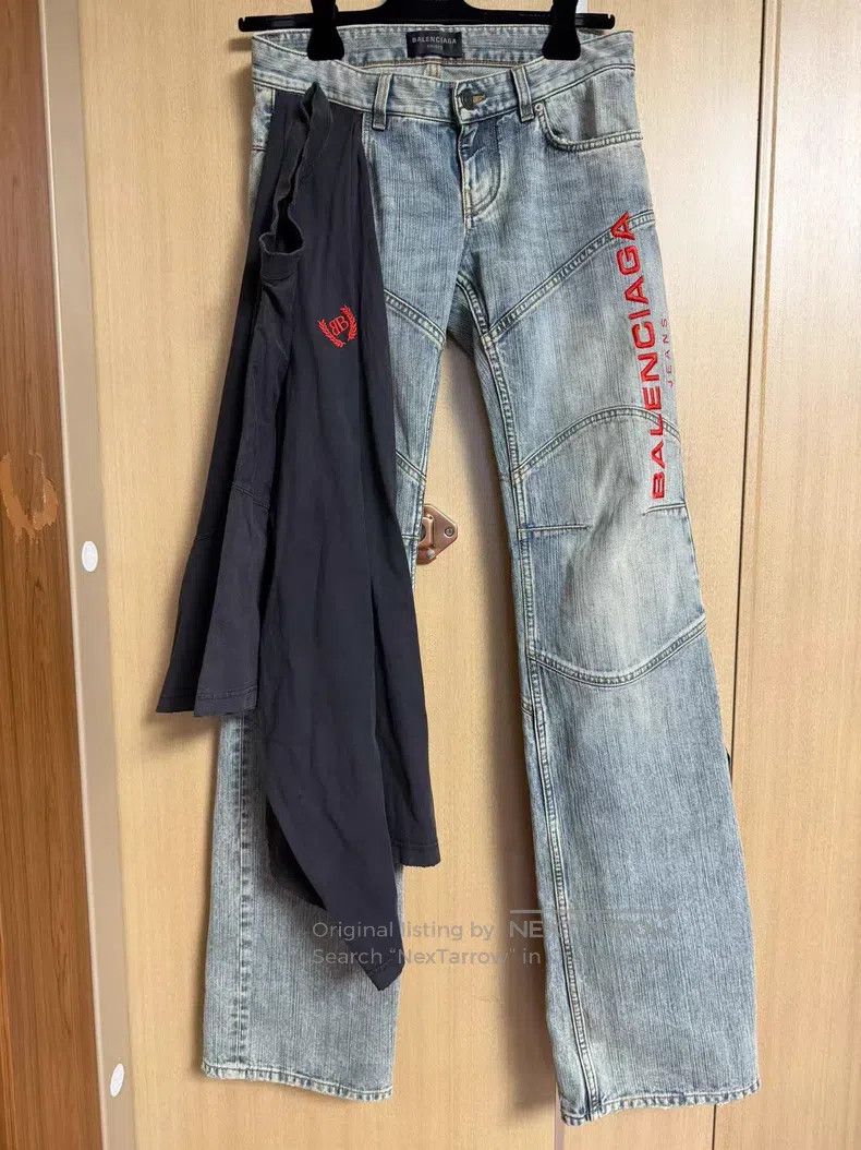 Balenciaga size XS Patchwork low-rise straight leg denim p