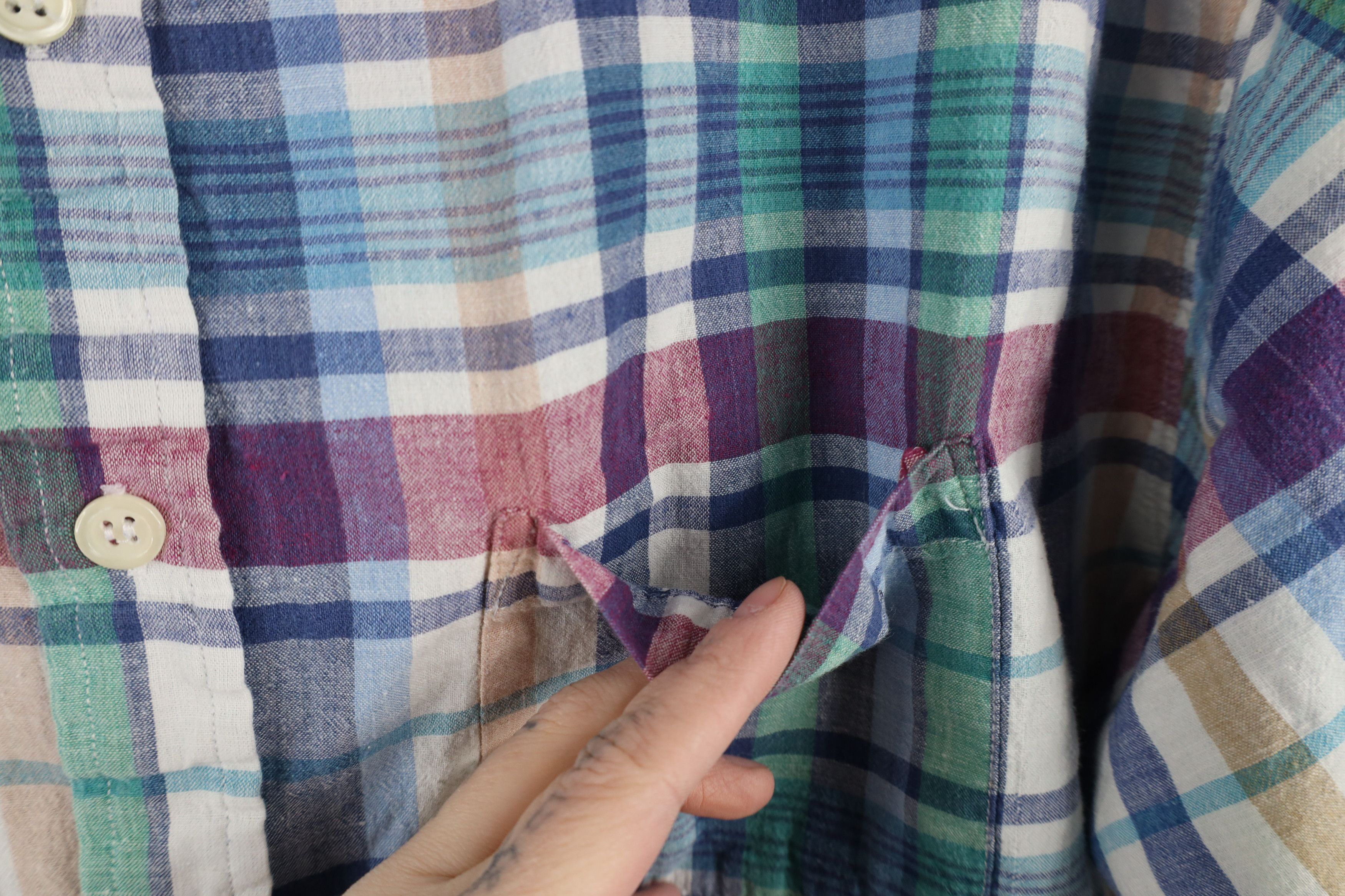 Vintage Vintage 90s Streetwear Needle Madras Plaid Button Down Shirt Size US XXL / EU 58 / 5 - 6 Thumbnail