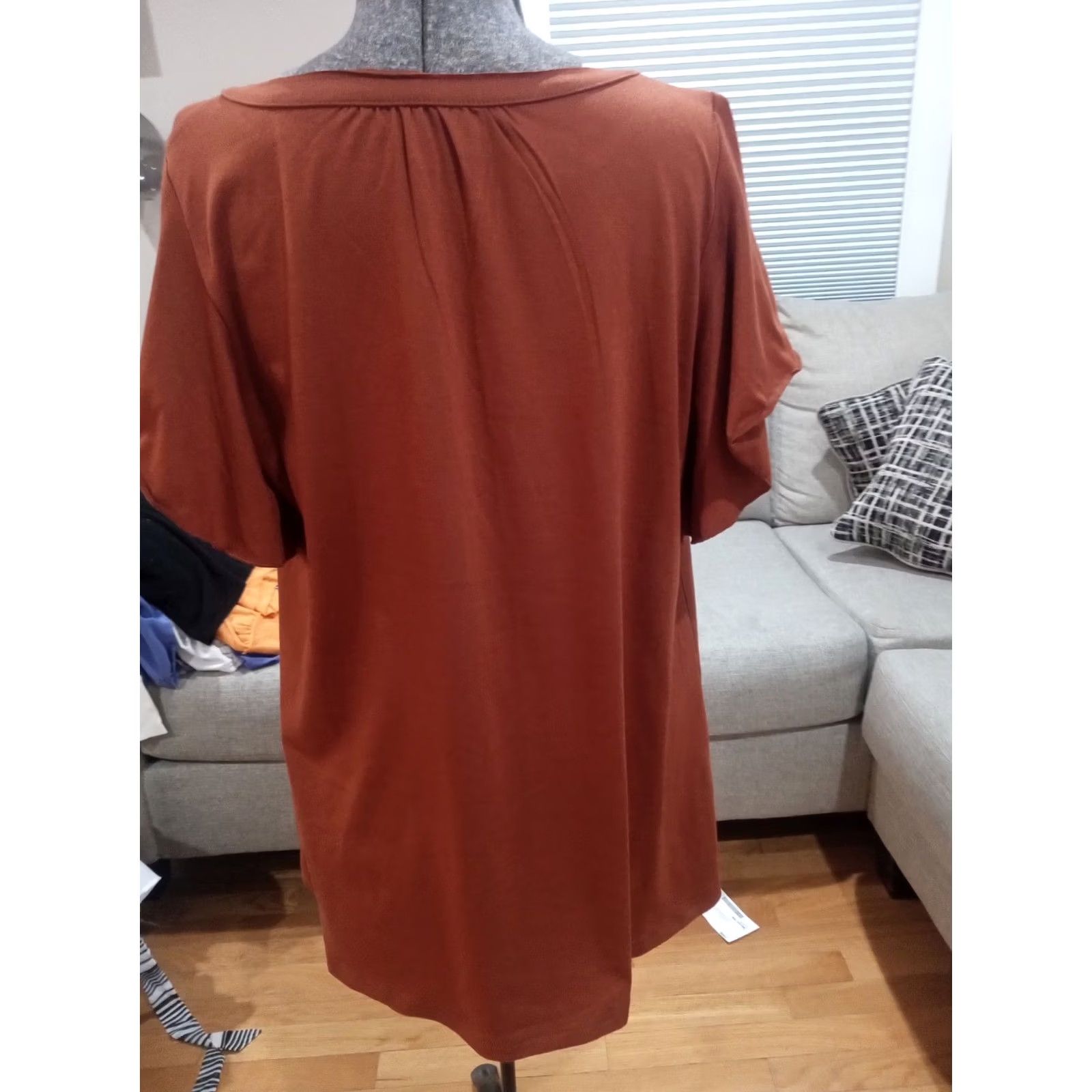 Vintage Women's Tunic Blouse XL Orange Tunic 46 Chest 27 Length Womens Size XL / US 12-14 / IT 48-50 - 3 Thumbnail