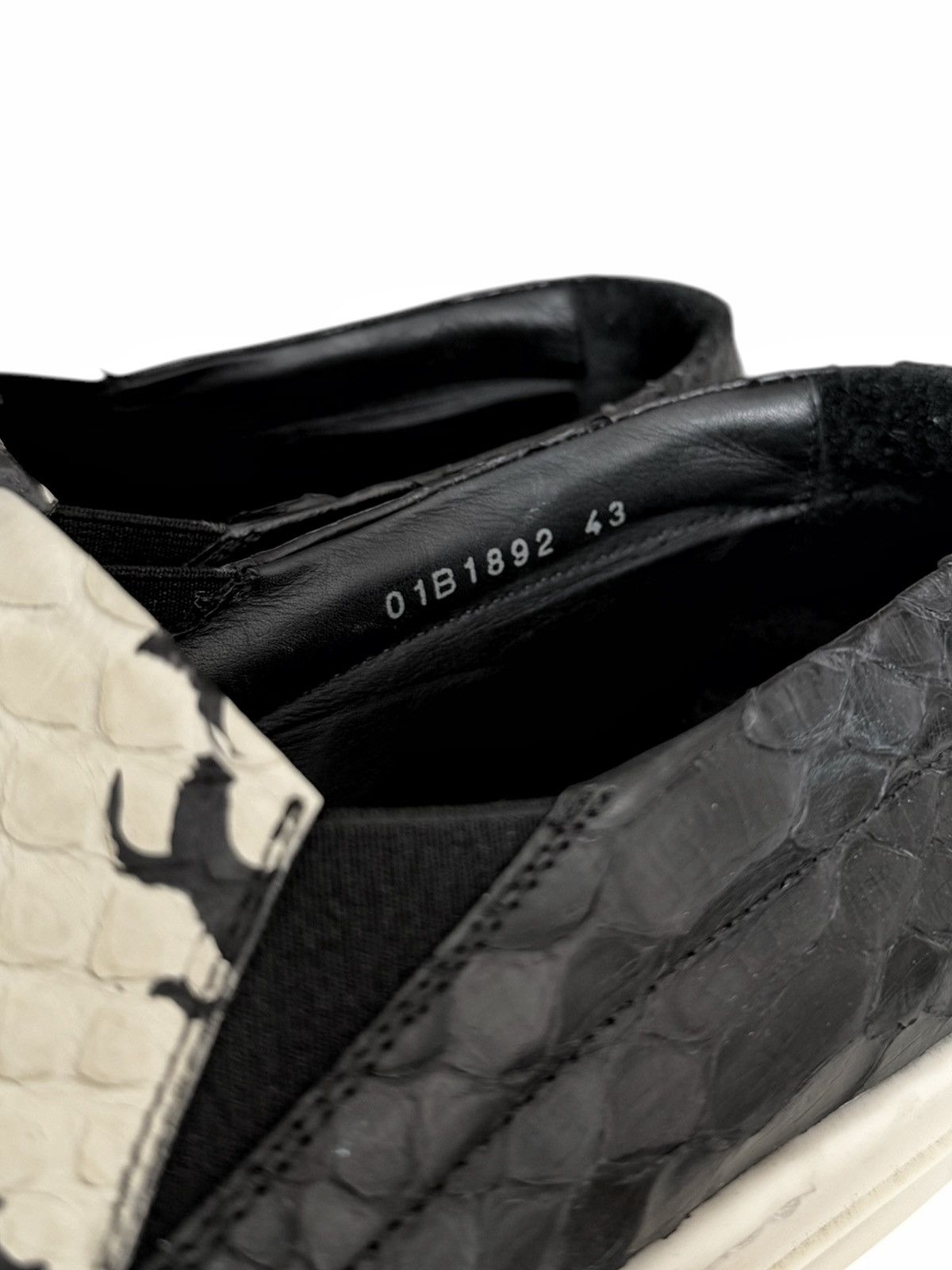 Rick Owens × Rick Owens Drkshdw RARE Black White Python Snakeskin Ramones Size US 10 / EU 43 - 2 Thumbnail