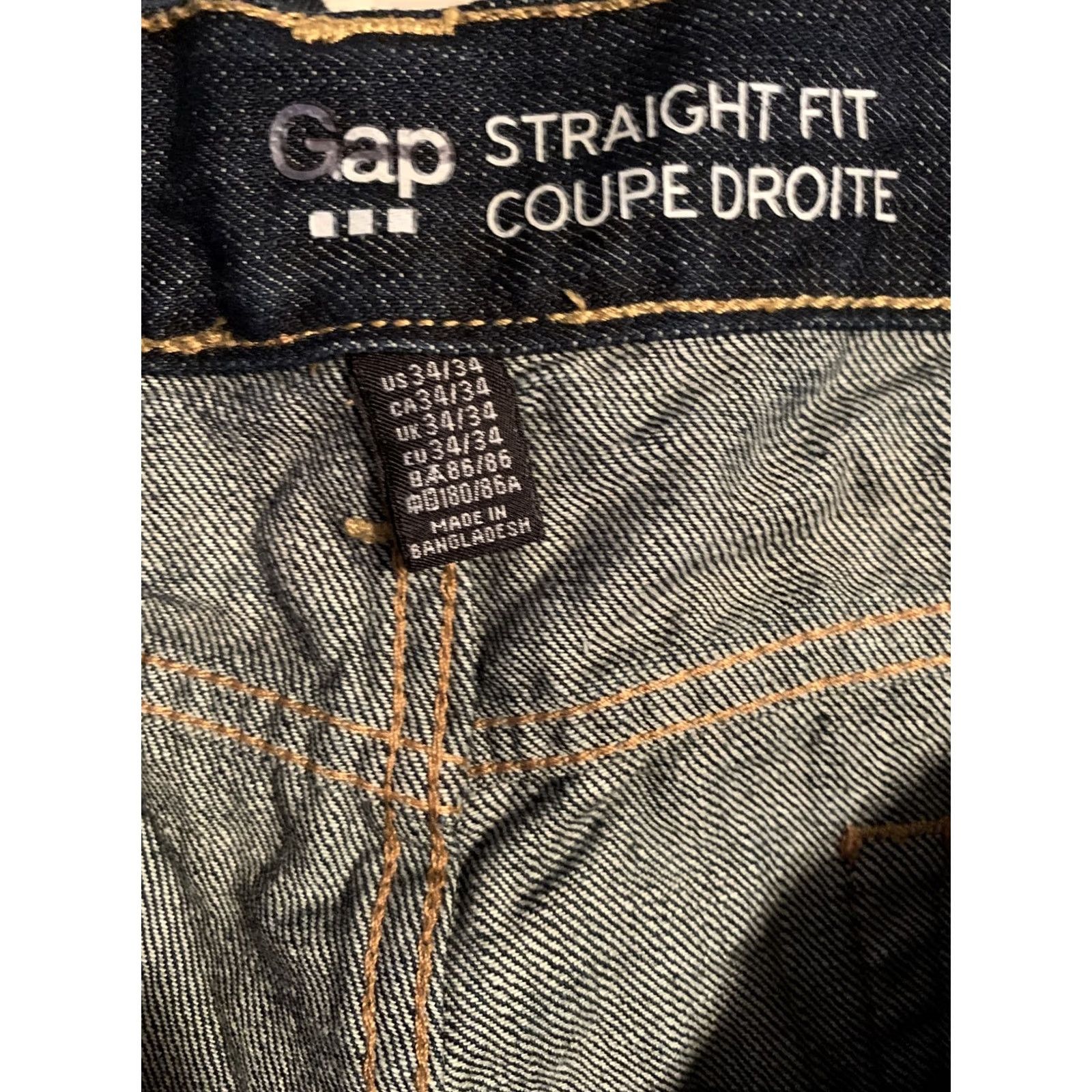 Gap Gap Mens Jeans Straight Fit Dark Wash Denim 34x34 SZ 2091 Regular Waist 34 Inseam 34 Blue Spin Mens Size US 34 / EU 50 - 6 Thumbnail