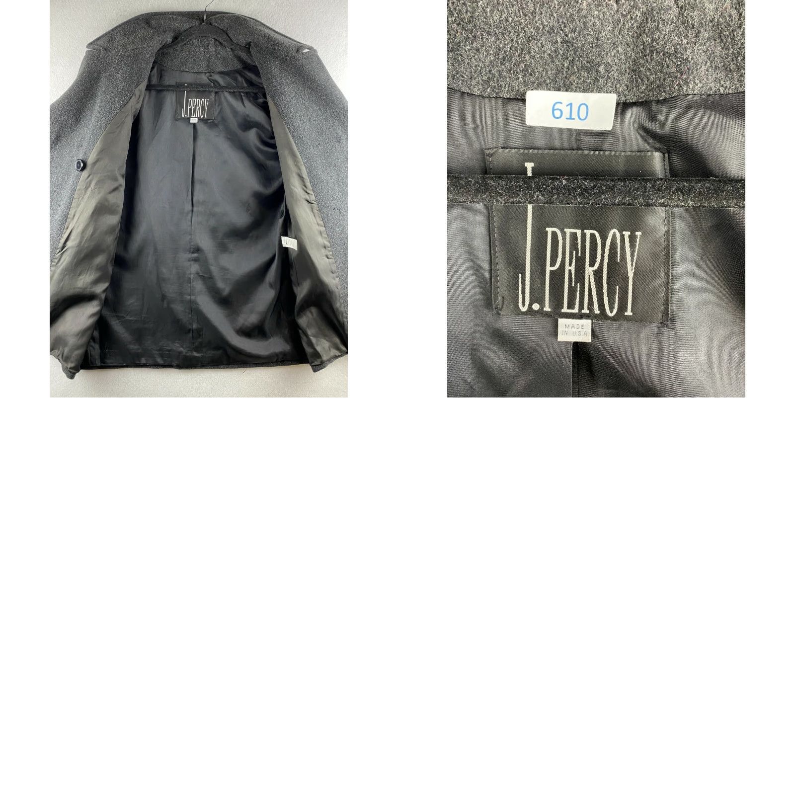 Vintage VINTAGE J. Percy Pea Coat Womens 14 Merino Wool Button-Up Coat Long Sleeve Gray 100% Merino Wool Blended All Seasons Pockets Dry Clean Only Womens Size XL / US 12-14 / IT 48-50 - 8 Thumbnail