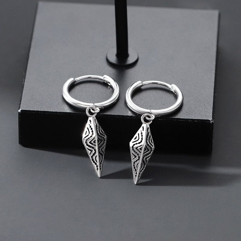 Jewelry × Sterling Silver Hip-hop Earrings One Pairs Chrome Jewelry Size ONE SIZE - 1 Thumbnail