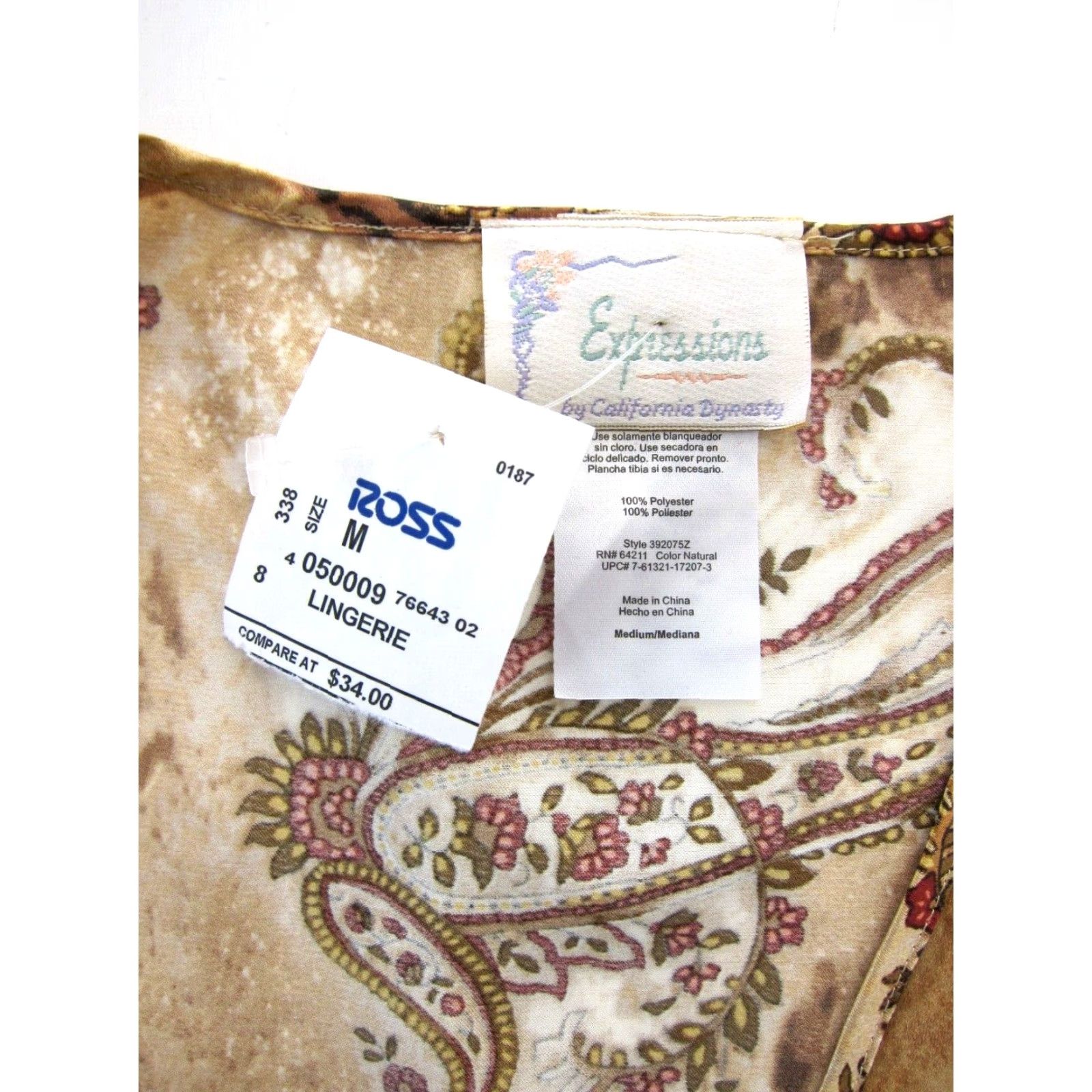 Vintage VINTAGEExpressions Silky Pink Brown Floral Cheetah Tie Short Robe Women Medium Size 32" / US 10 / IT 46 - 4 Thumbnail