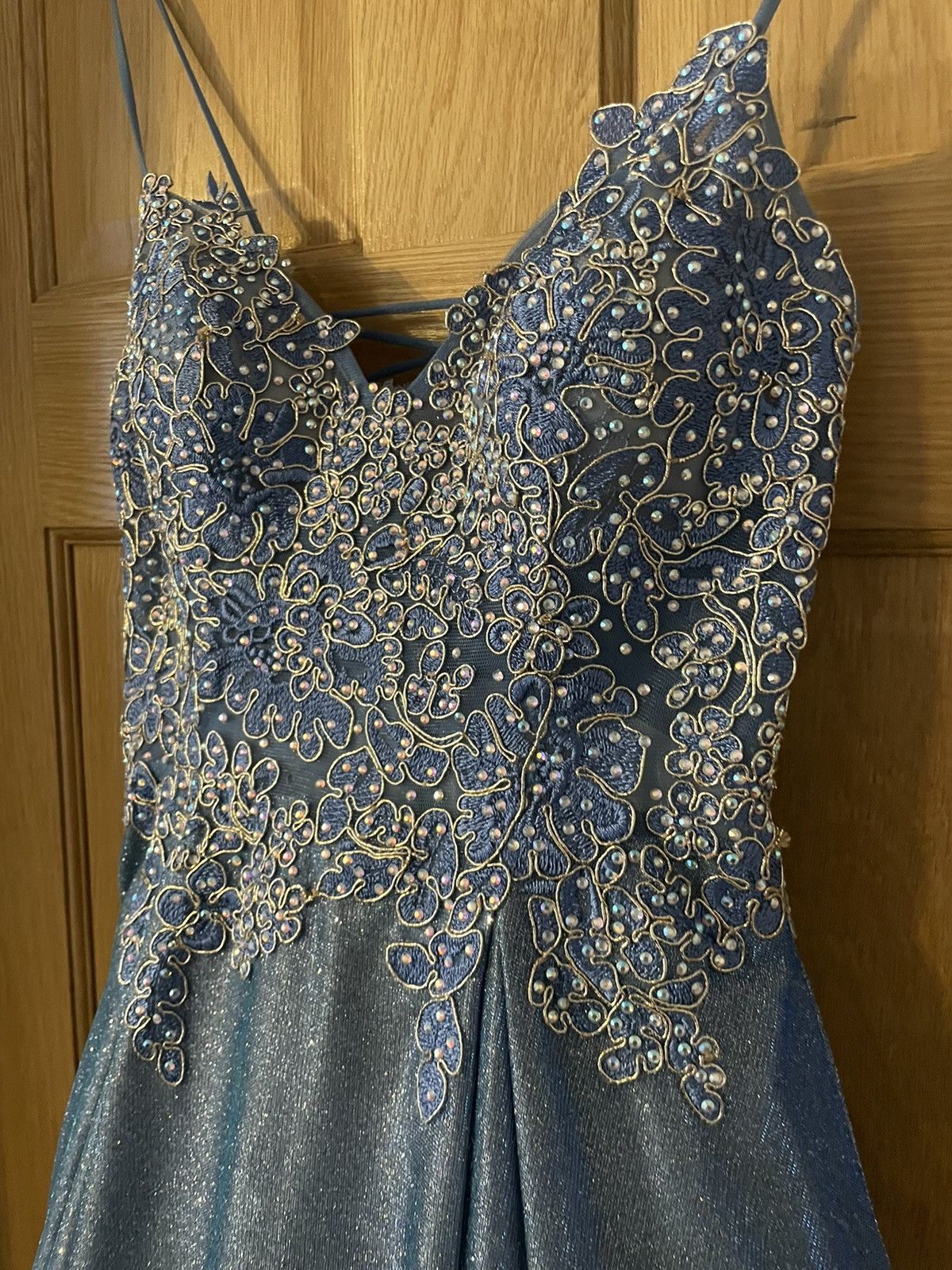 image of Vintage Beautiful Blue Corset Prom Dress, Women's (Size Small)