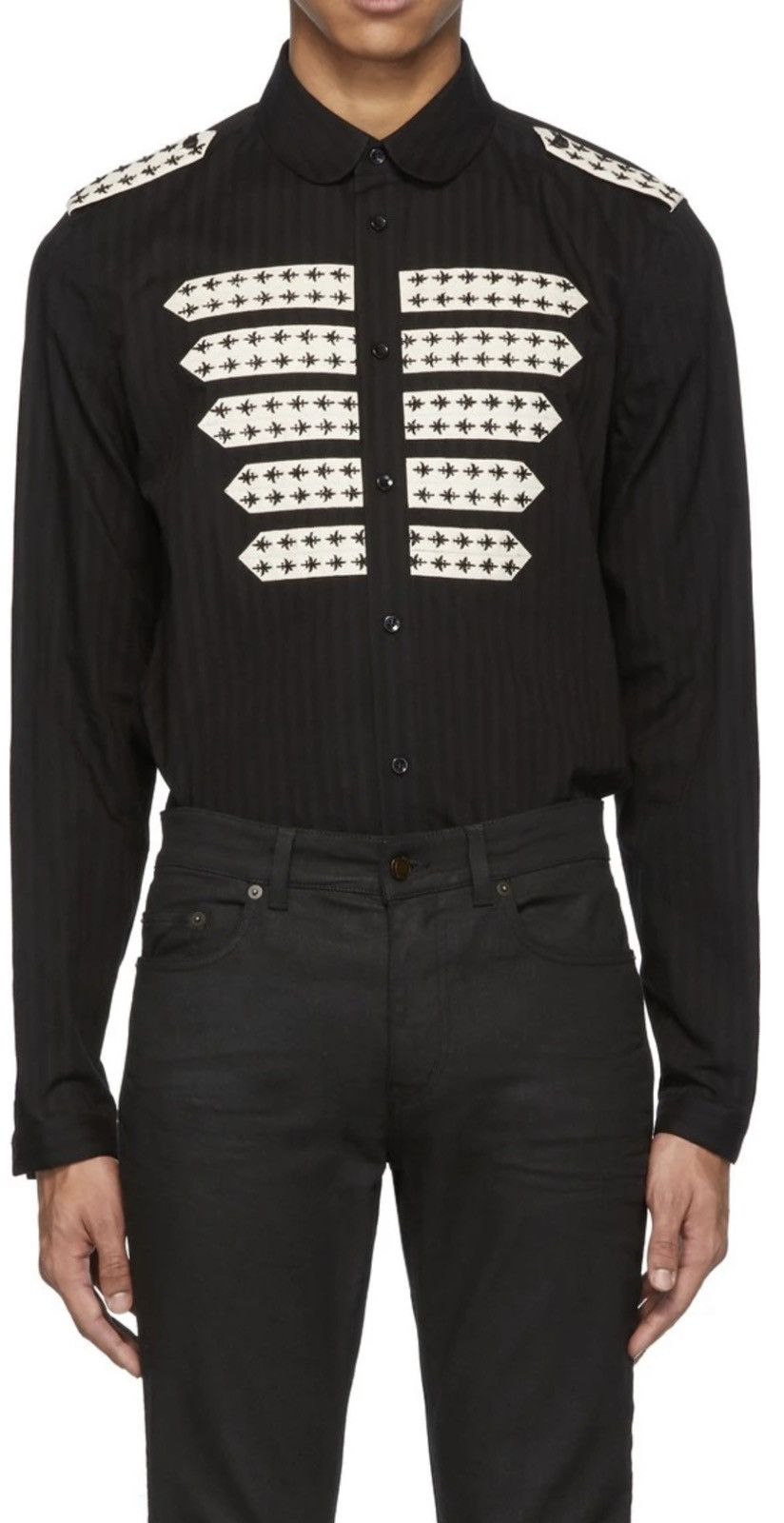 Saint Laurent Paris Black striped officer shirt collar size39 Size US M / EU 48-50 / 2 - 3 Thumbnail