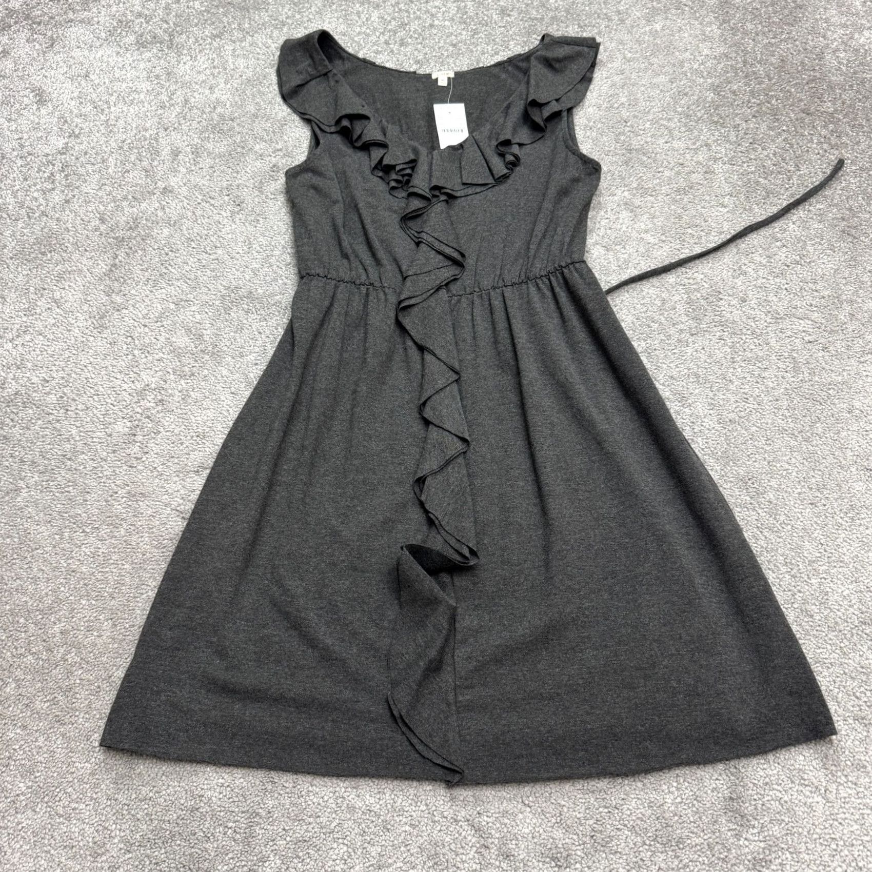 J.Crew J. Crew Ruffles Mini A-Line Dress Womens M Dark Gray Sleeveless V-Neck NWT Size M / US 6-8 / IT 42-44 - 2 Thumbnail