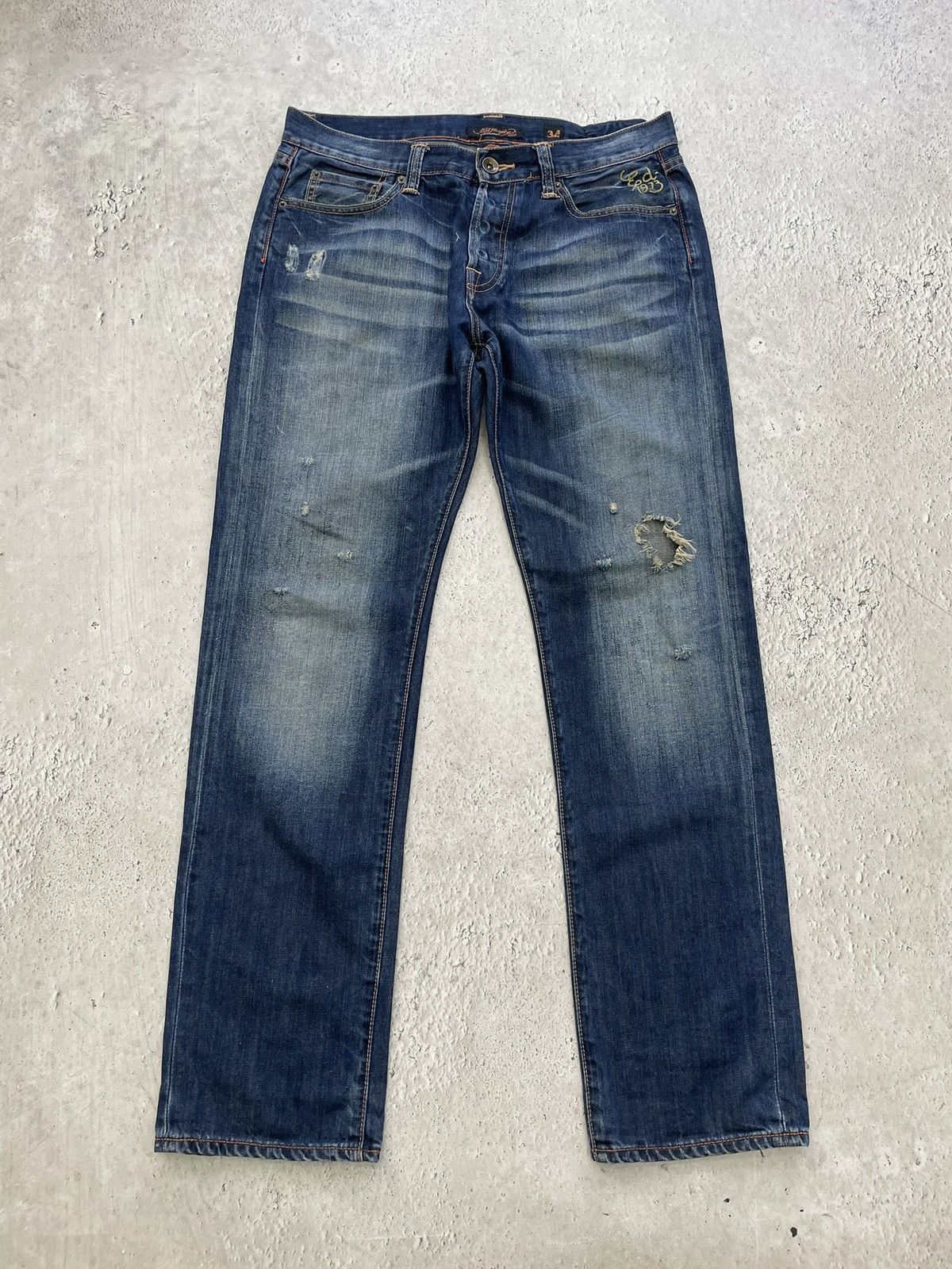 Edhardy fasgion jeans y2k hype denim distressed