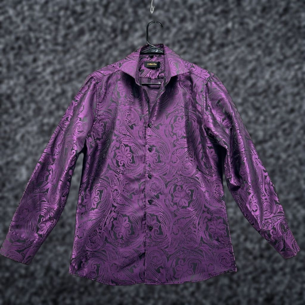 Vintage DiBan Gu Button-Up Shirt Purple Men's Small Long Sleeve Paisley Collared Shirt Casual Mens Size US S / EU 44-46 / 1 - 1 Thumbnail