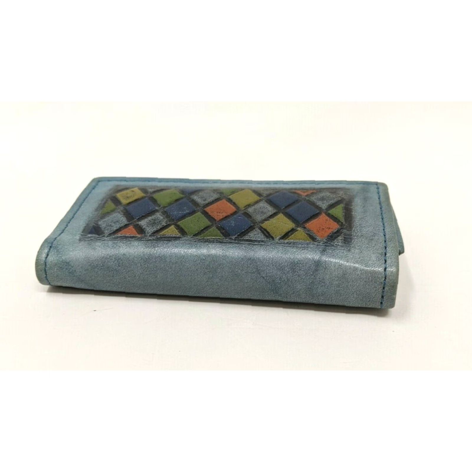 Vintage VTG Amity Key Case Holder Shirt Men Blue Cowhide Leather Diamond Pattern J21 Size ONE SIZE - 4 Thumbnail
