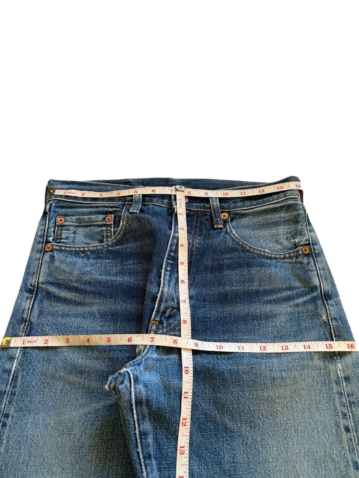 Levi's Vintage 80s Levis 502 Big E Selvedge Mud Wash Distress Jeans Size US 28 / EU 44 - 14 Thumbnail