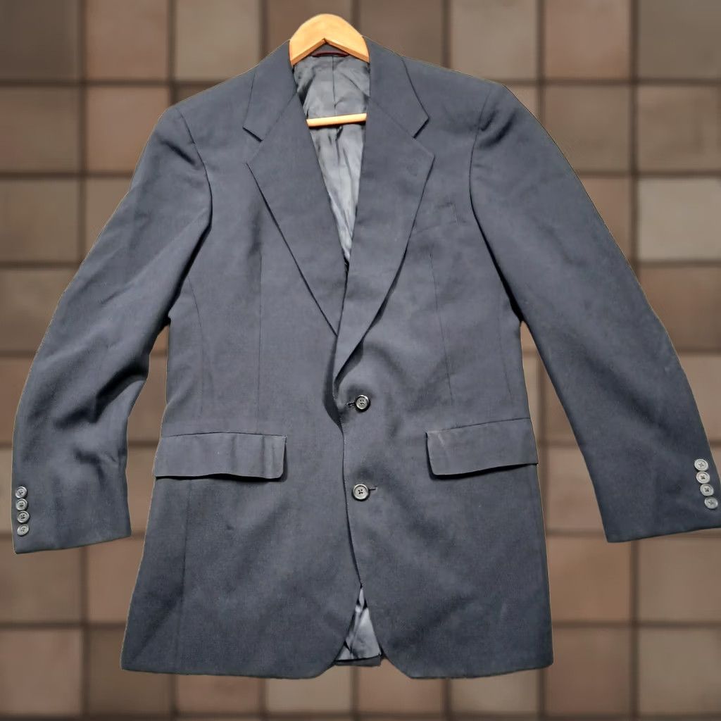 Hart Schaffner Marx Hart Schaffner Marx Blazer Mens 42 Black Solid Two Button Single Breasted Jacket Size 42R - 1 Thumbnail