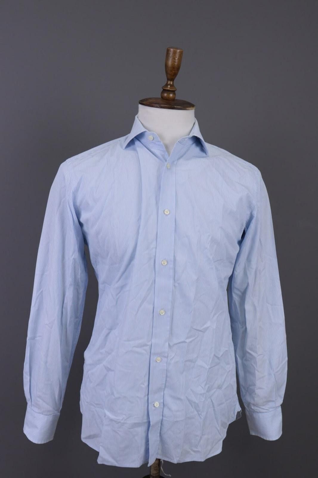 Designer Boggi Milano 2/100' Doppio Ritorto Blue Shirt Size 39 / 15 Size US M / EU 48-50 / 2 - 1 Thumbnail