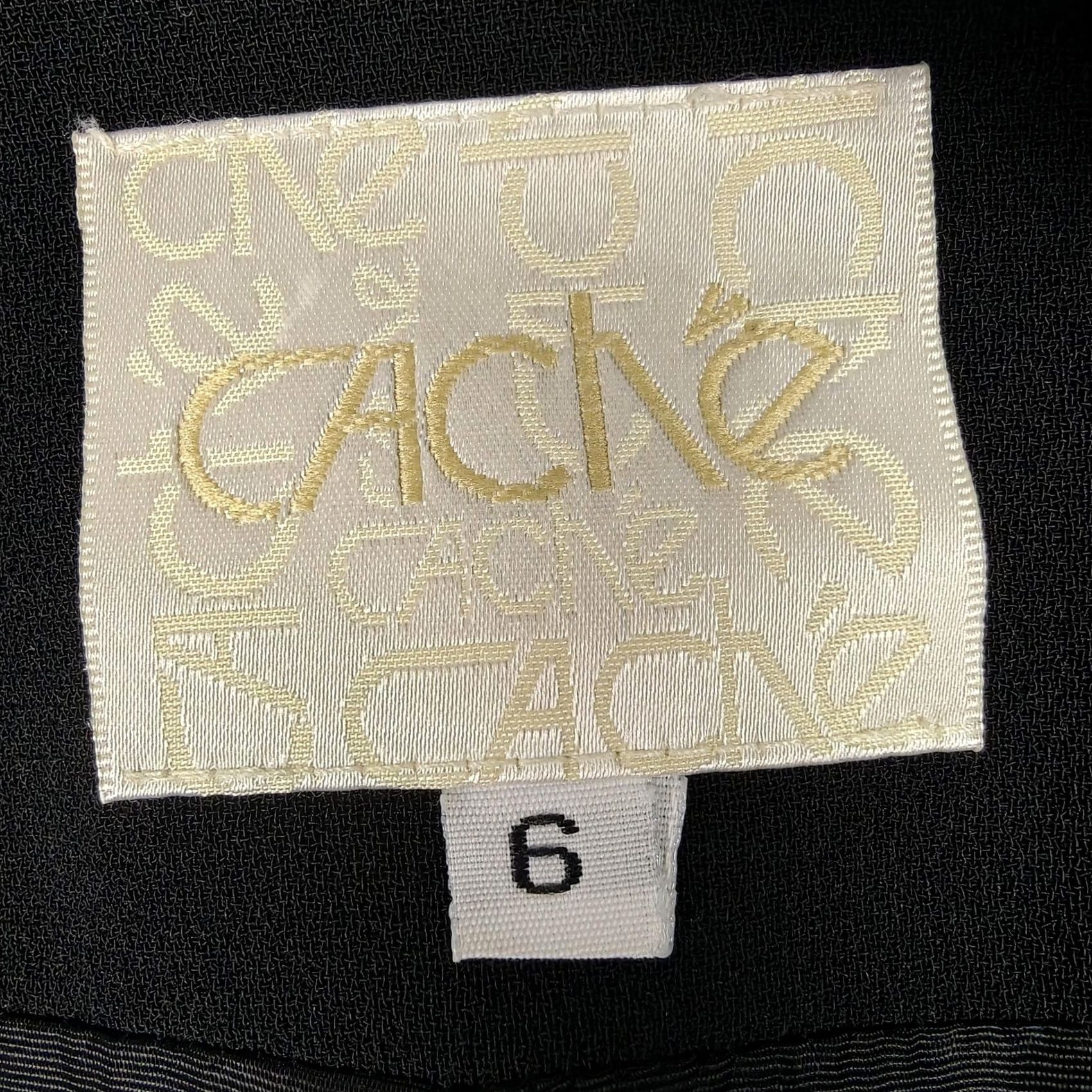 Vintage Cache Coat Womens 6 Black Crepe Collarless Single Breasted Lined Made USA Size M / US 6-8 / IT 42-44 - 4 Thumbnail