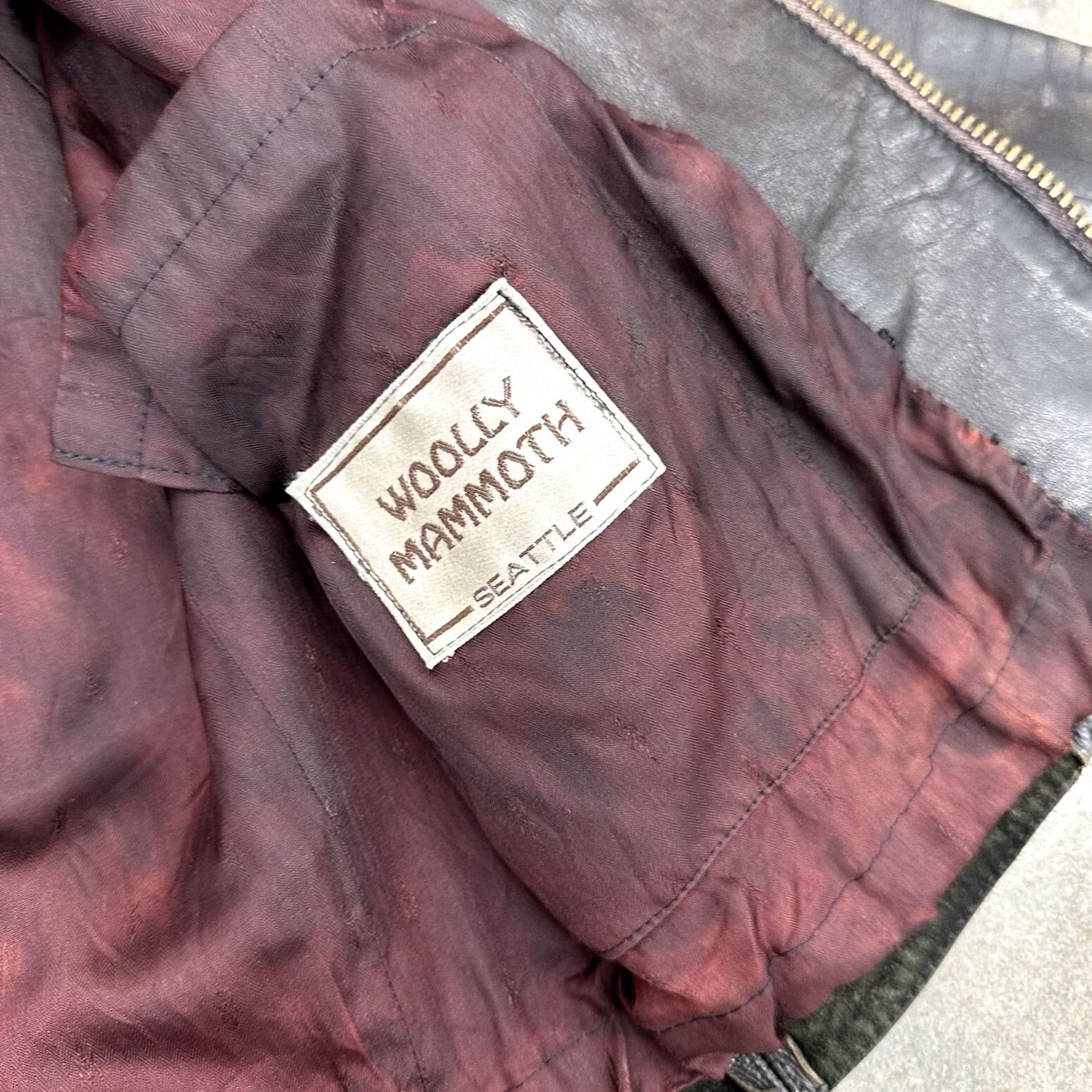 Vintage VINTAGE Leather Jacket Men Large 70s Woolly Mammoth Handmade Black Zip Biker Punk 80s 70s Size US L / EU 52-54 / 3 - 7 Thumbnail