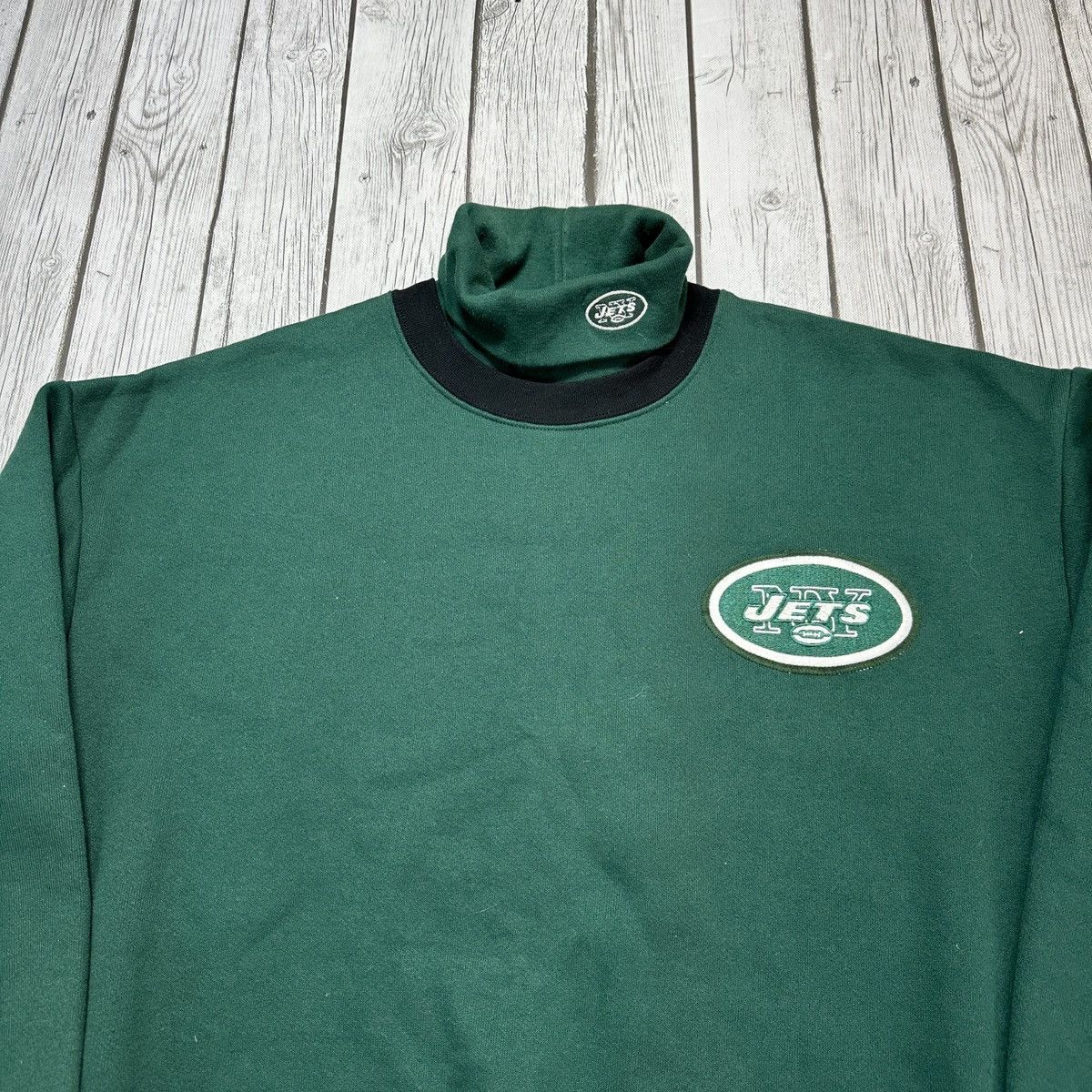 Majestic × NFL × Vintage Vintage New York Jets turtleneck sweatshirt Size US XXL / EU 58 / 5 - 3 Thumbnail