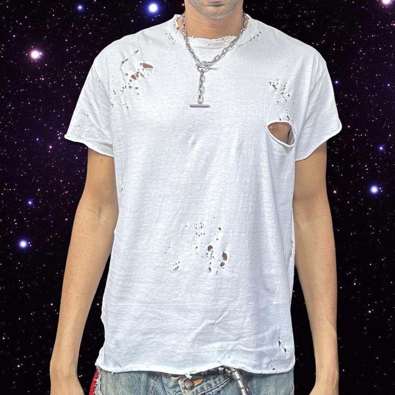 Gildan ASTROBOI* x Gildan White Ripped Grunge T-shirt - Large Size US L / EU 52-54 / 3 - 2 Thumbnail