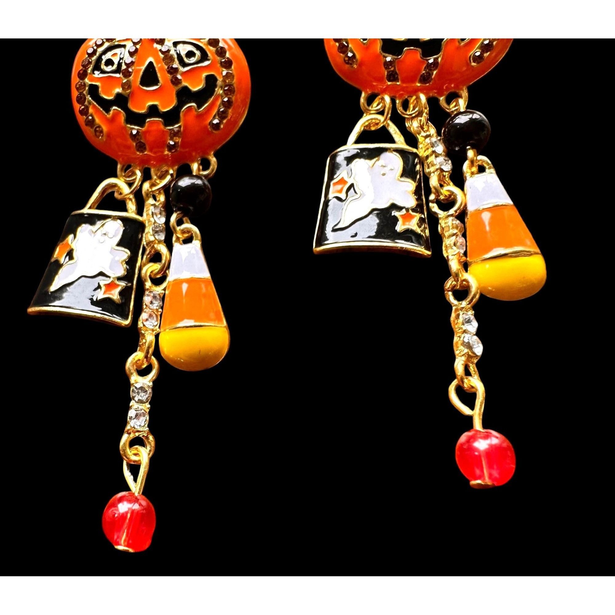 Handmade Halloween Earrings New Jack O Lantern Candy Corn Ghost Beads Size ONE SIZE - 11 Thumbnail