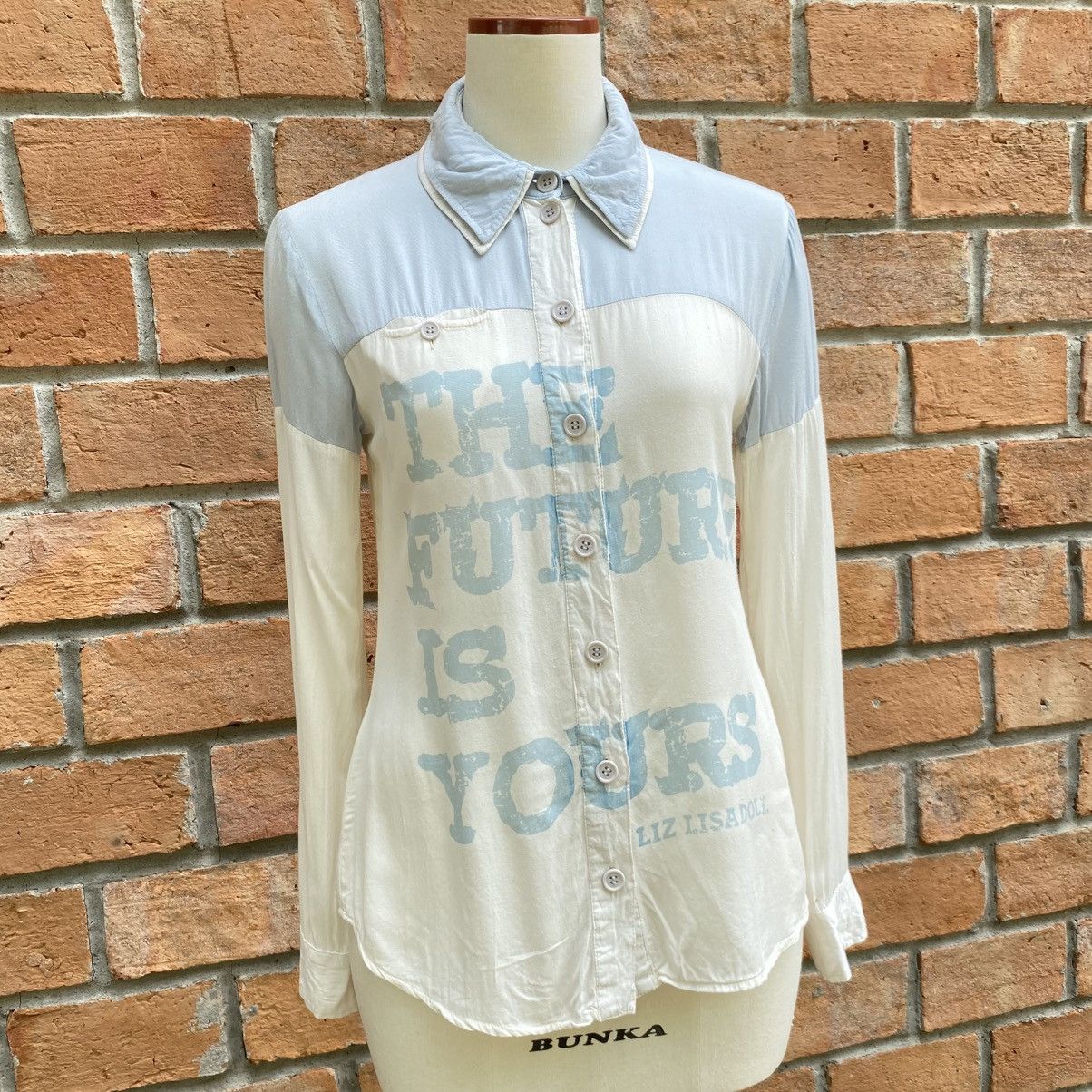 LIZ LISA LIZ LISA Light Blue and White Long-Sleeve Graphic Shirt Size M / US 6-8 / IT 42-44 - 19 Thumbnail