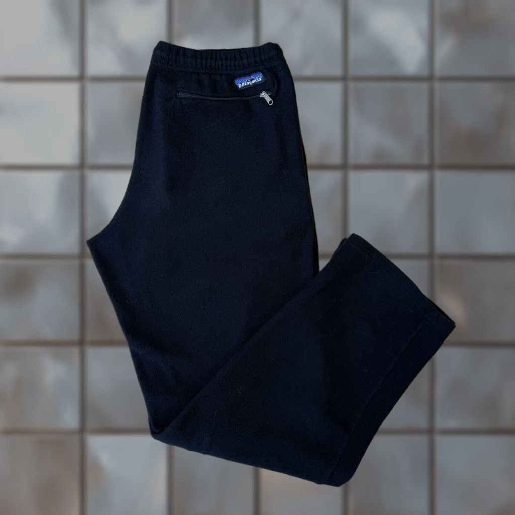 Patagonia VINTAGE Patagonia Pants Fleece Snap T Drawstring Waist Large Black 90s USA Synchilla Patagon ia Stone Size US 33 - 1 Thumbnail