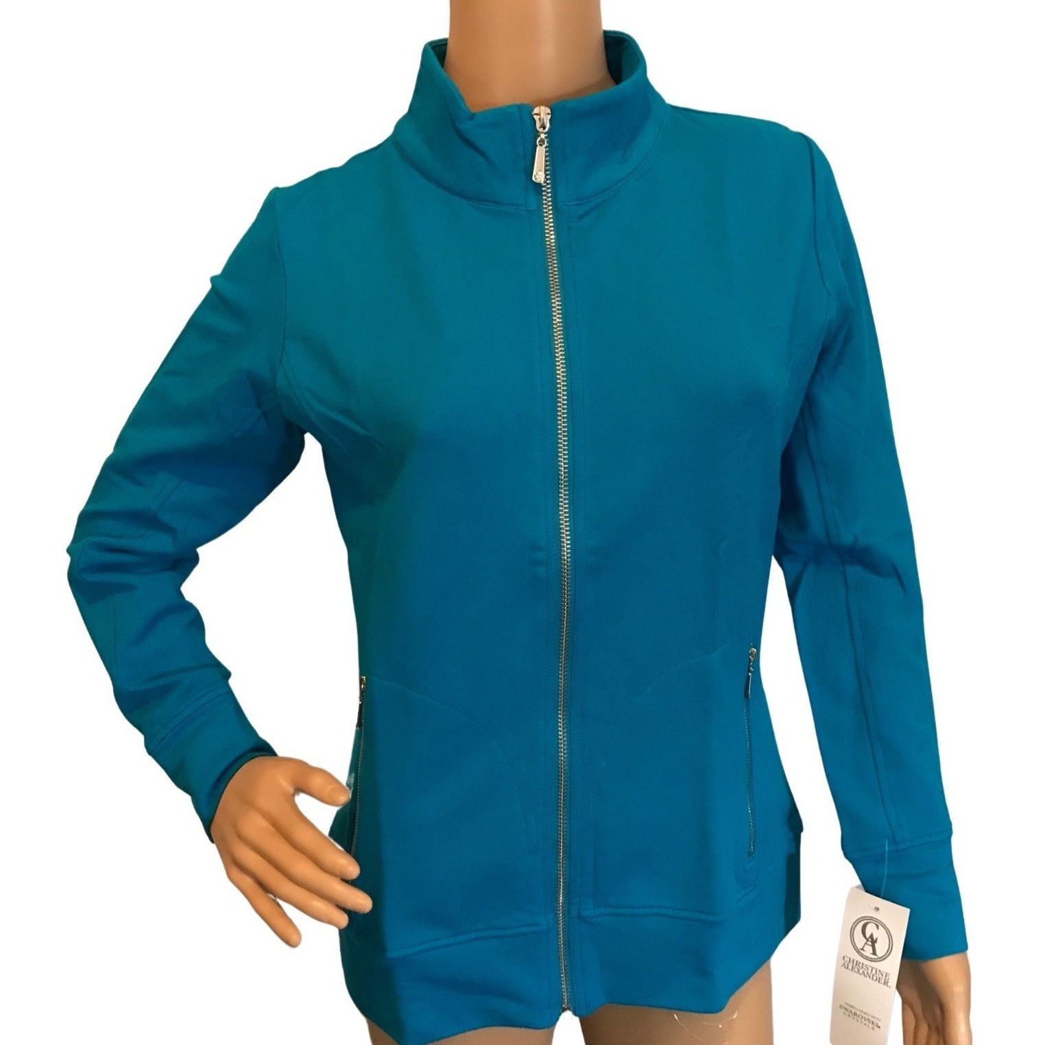 Swarovski Christine Alexander Small Blue Cotton Sport Track Jacket Gym Size S / US 4 / IT 40 - 7 Thumbnail