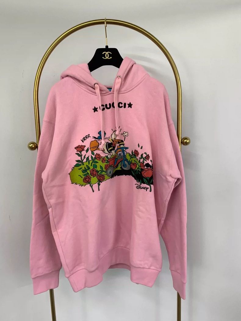 Gucci Pink embroidered printed hooded sweatshirt