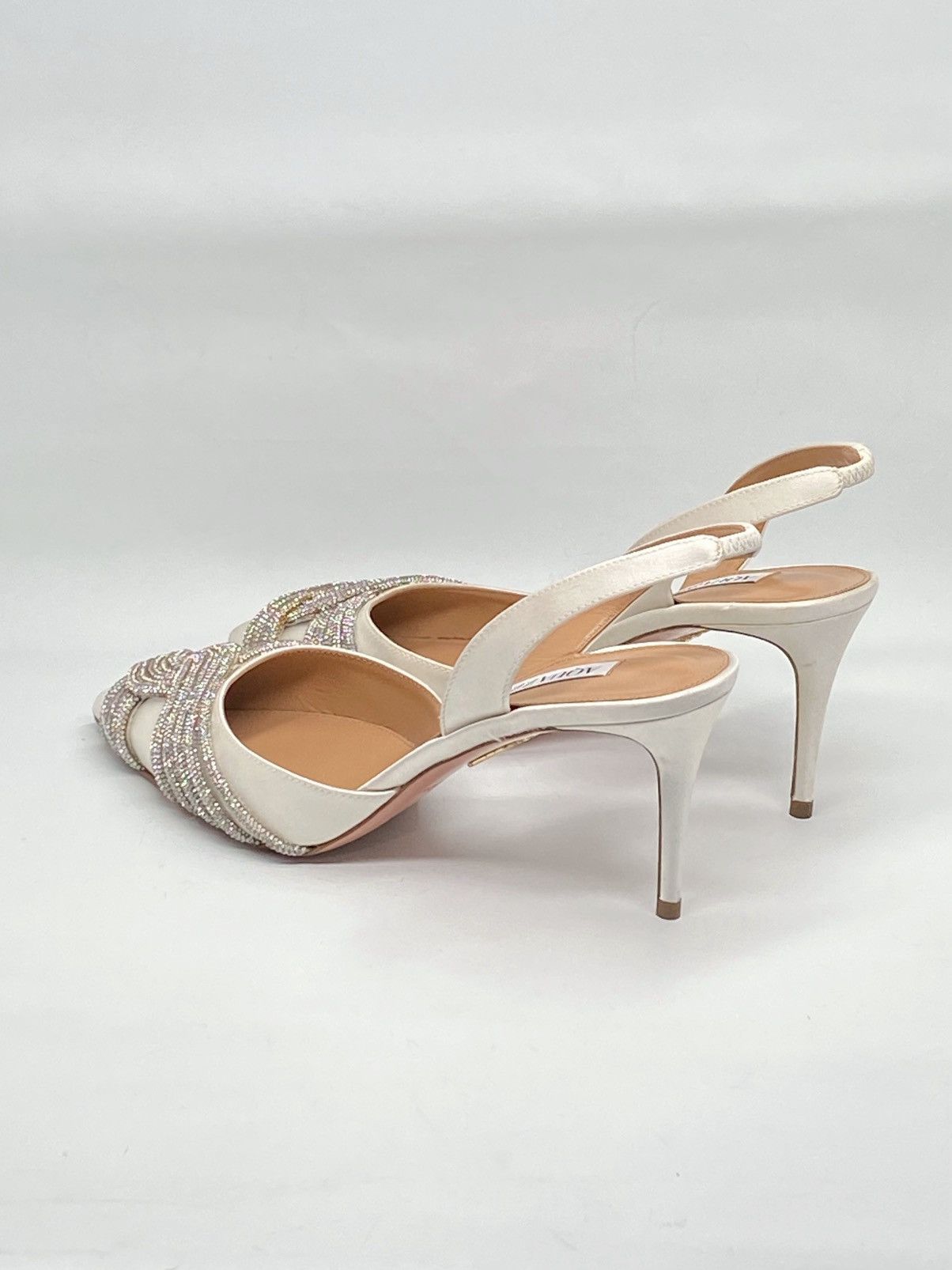 Aquazzura Aquazzura Gatsby 75 Crystal-Embellished Satin Pumps size 37 Size US 7 / IT 37 - 10 Thumbnail
