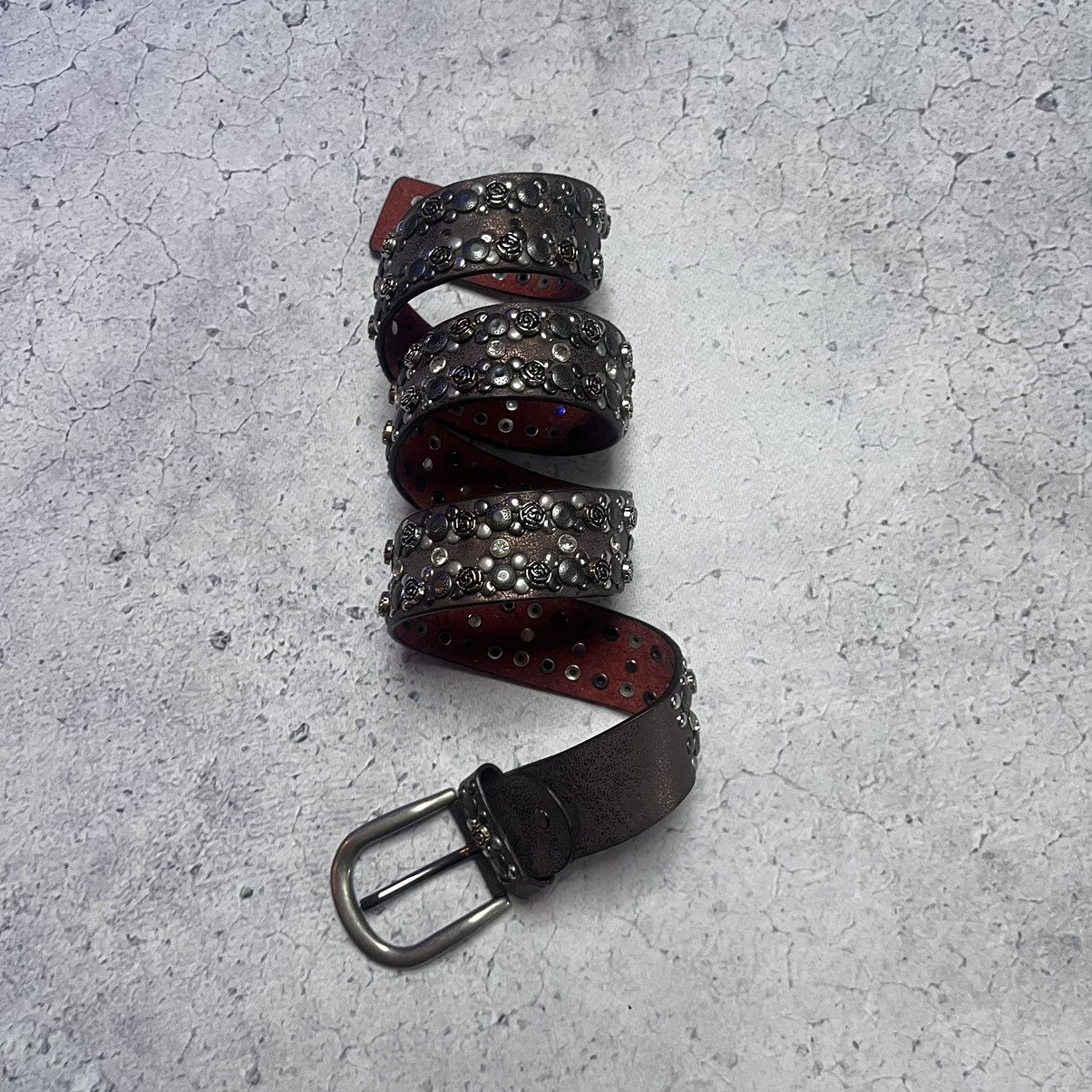 Designer × Vintage B.B. Simon Style Leather Belt With Crystals Avant Garde Size ONE SIZE - 12 Thumbnail