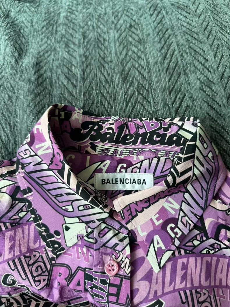 Balenciaga Balenciaga size 34 Full Print Graffiti Short Sleeve Shirt Size M / US 6-8 / IT 42-44 - 3 Thumbnail