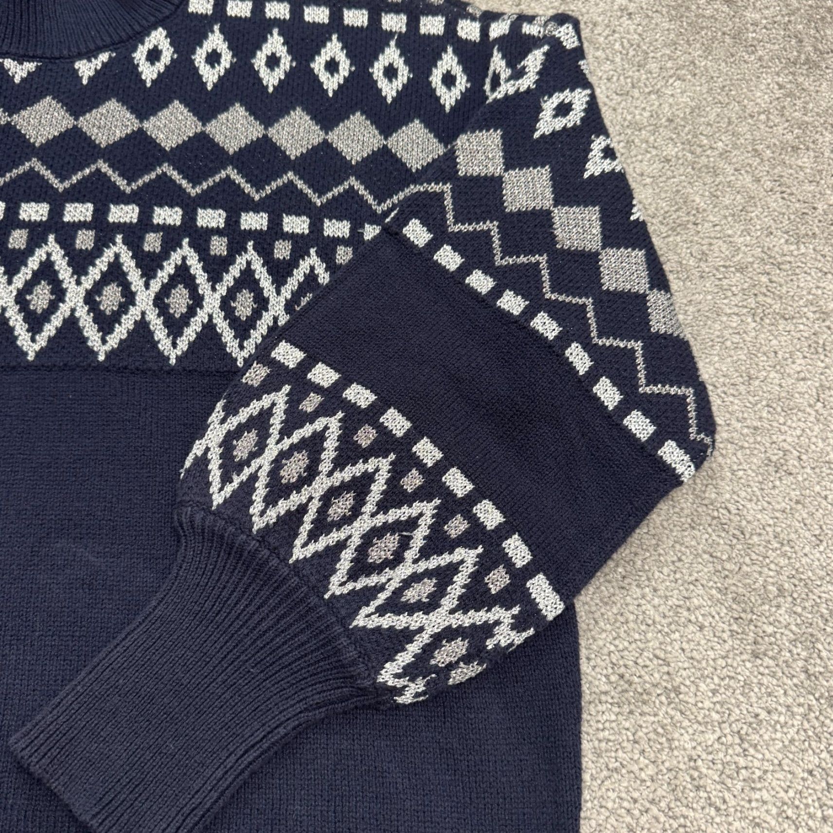 Ann Taylor Ann Taylor Sweater Womens XL Navy Silver Fair Isle Metallic Pullover Knit Autumn Winter Womens Size XL / US 12-14 / IT 48-50 - 5 Thumbnail
