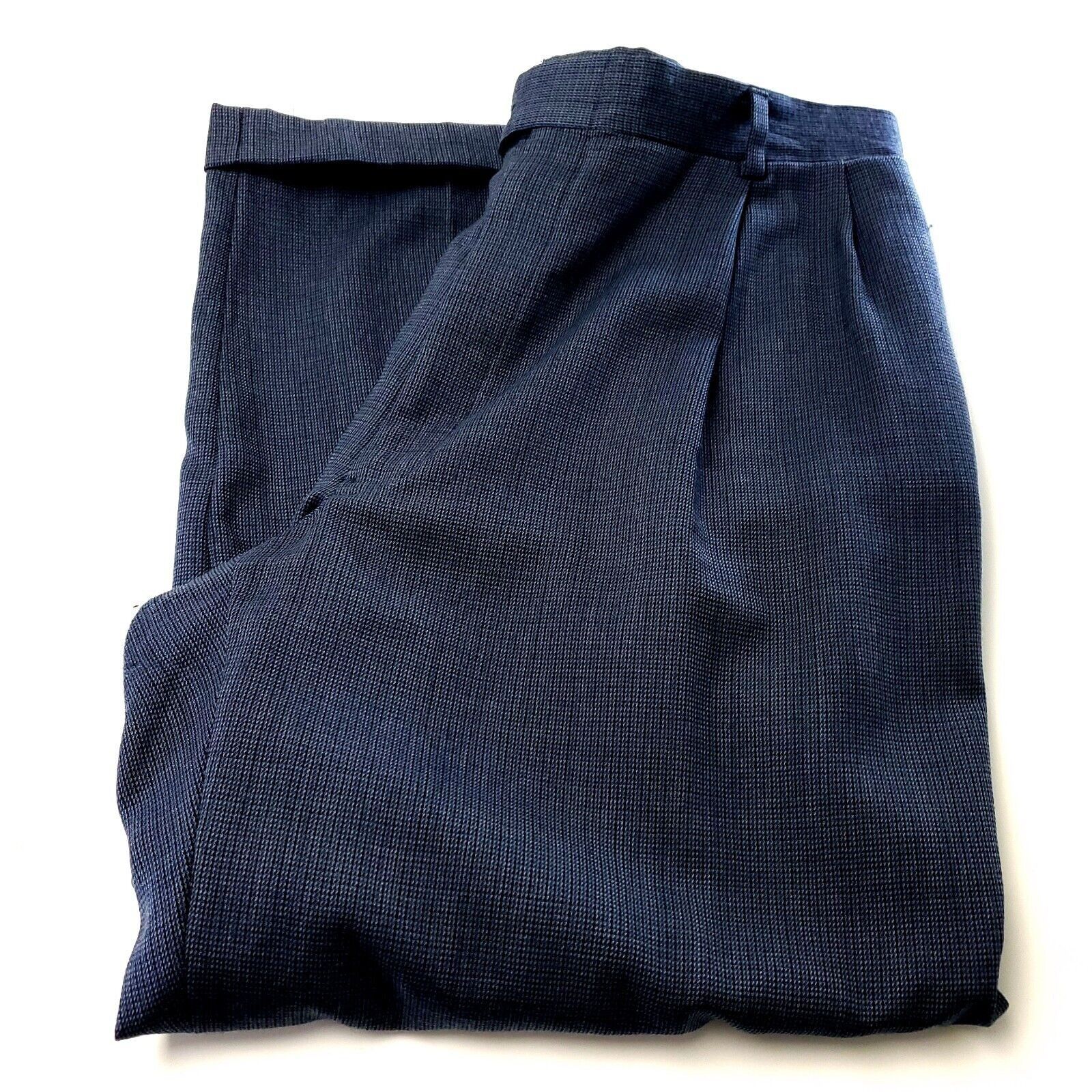Hart Schaffner Marx Hart Schaffner Marx Virgin Wool Dress Pants 34/27 Blue Black Size 34S - 1 Thumbnail