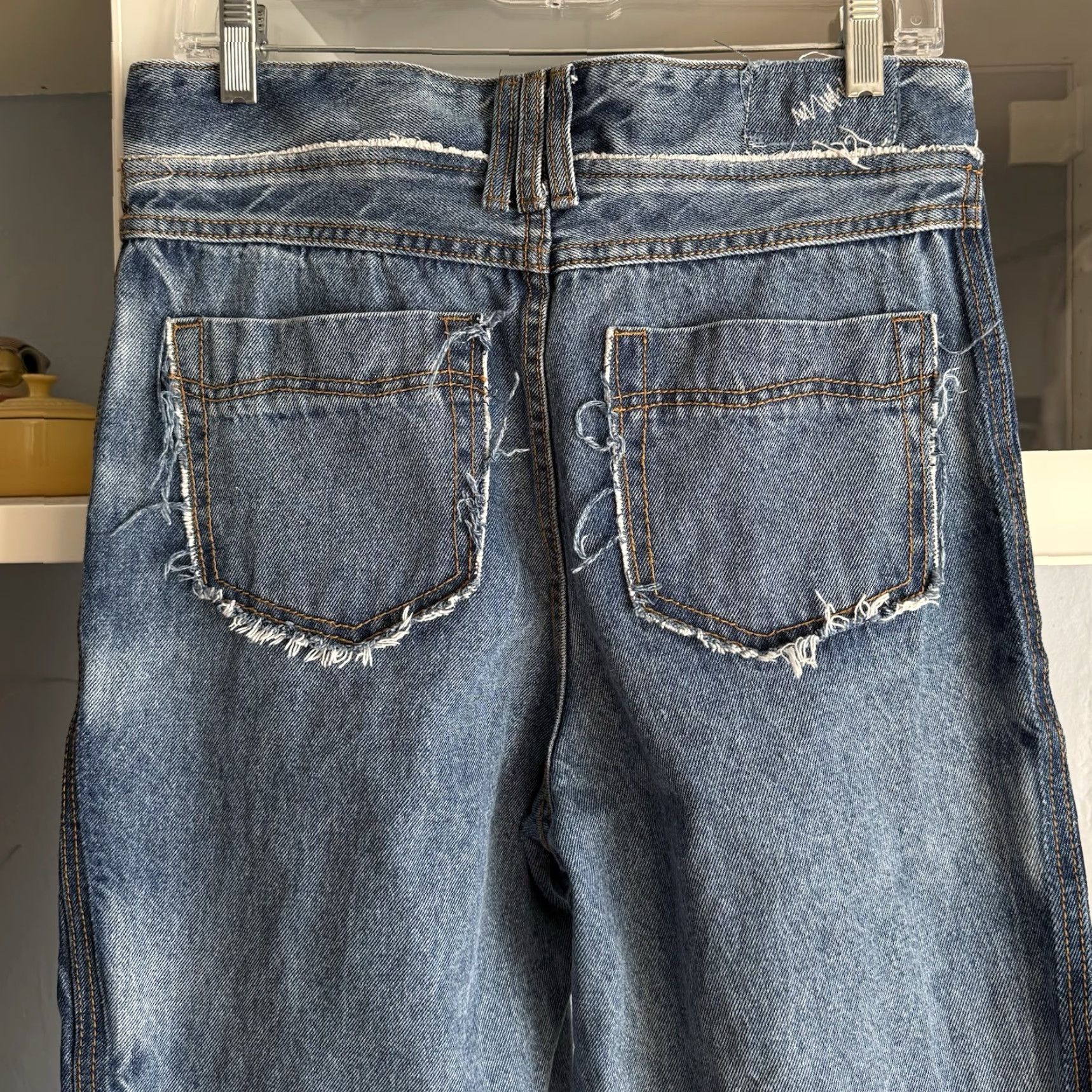Ader Error ADER Error Workch Jeans Straight Blue 30” Regular Womens 5-Pocket Denim Cotton High Rise Frayed Hem Zip Button Vintage No Size 30" / US 8 / IT 44 - 4 Thumbnail