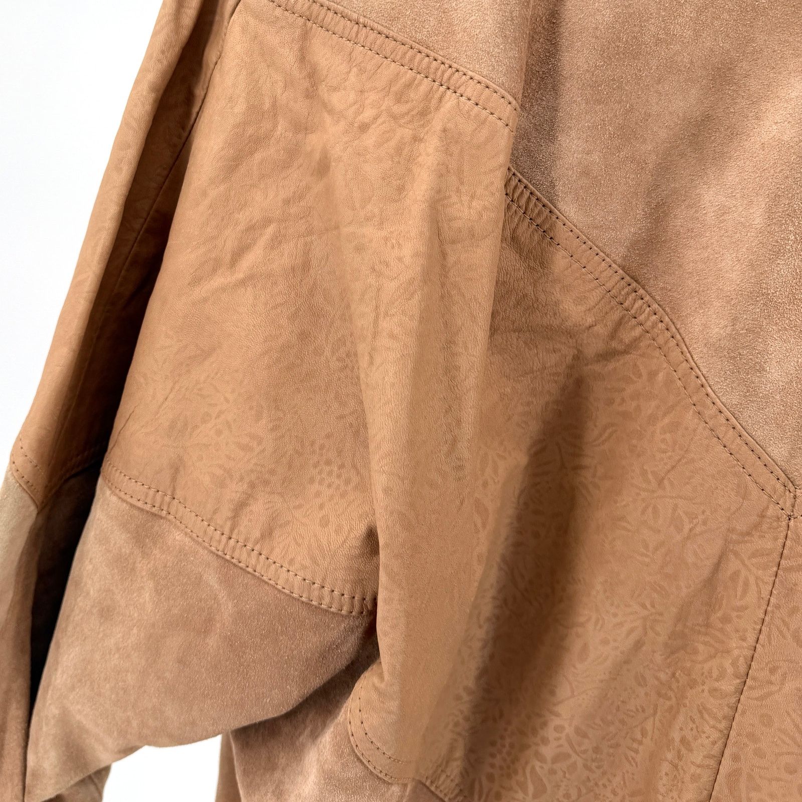 Vintage Vintage 80s Winlit Tan Genuine Leather Floral Suede Jacket Size L / US 10 / IT 46 - 6 Thumbnail