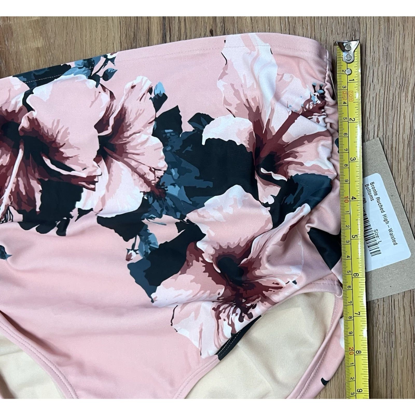 Pinko Albion Bottoms Pink Floral High-Waisted Ruched L Women's Full Coverage NWT Size 36" / US 14 / IT 50 - 8 Thumbnail