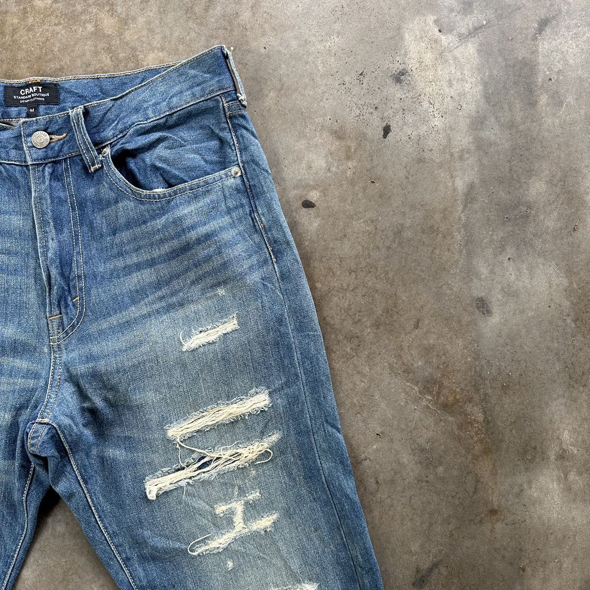 Japanese Brand Vintage W31 💥 Craft Distressed Faded Denim Jean Pant Size US 31 - 5 Thumbnail