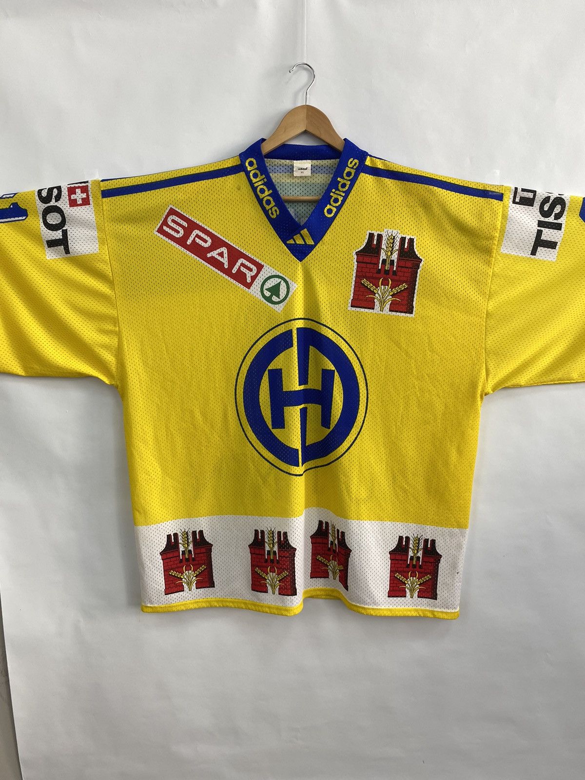 Adidas 🇨🇭 Vintage 90s Adidas Davos 21 Nurminen Hockey Jersey Tissot Size US XL / EU 56 / 4 - 4 Thumbnail