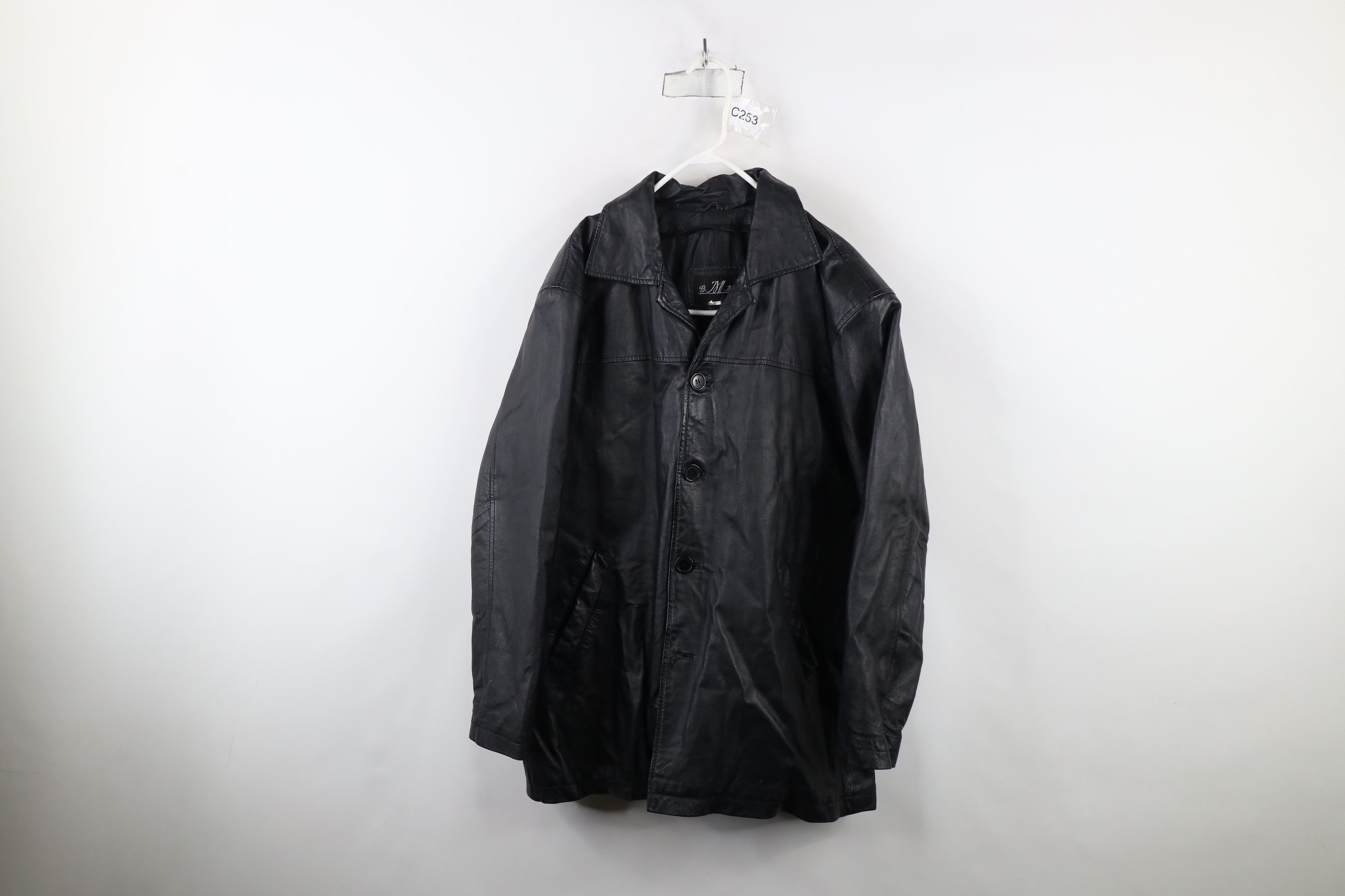 Vintage Vintage 90s Streetwear Leather Full Button Jacket Black Size US M / EU 48-50 / 2 - 1 Thumbnail