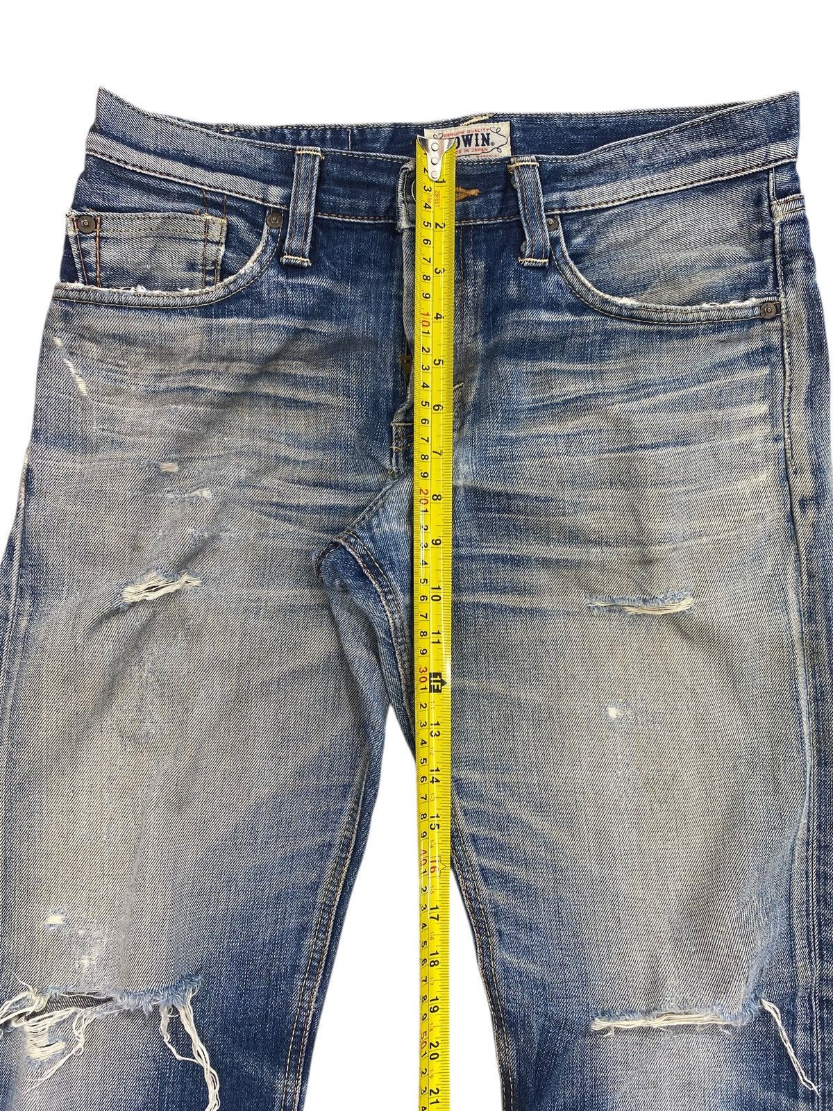 Edwin Edwin Whiskers Ripped Style Straight Cut Jeans Size US 32 / EU 48 - 10 Thumbnail
