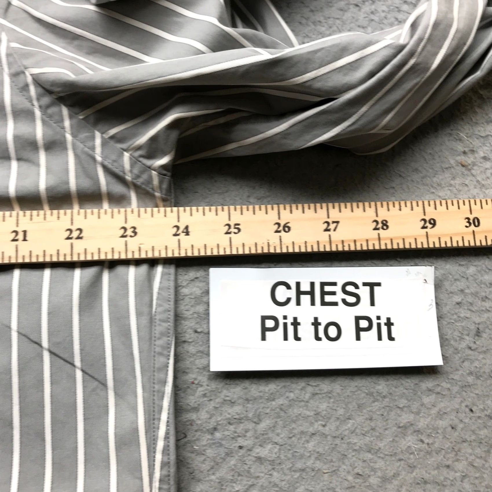Abercrombie & Fitch Abercrombie & Fitch Muscle Dress Shirt Men XXL Long Sleeve Vertical Striped Gray Size 48R - 5 Thumbnail