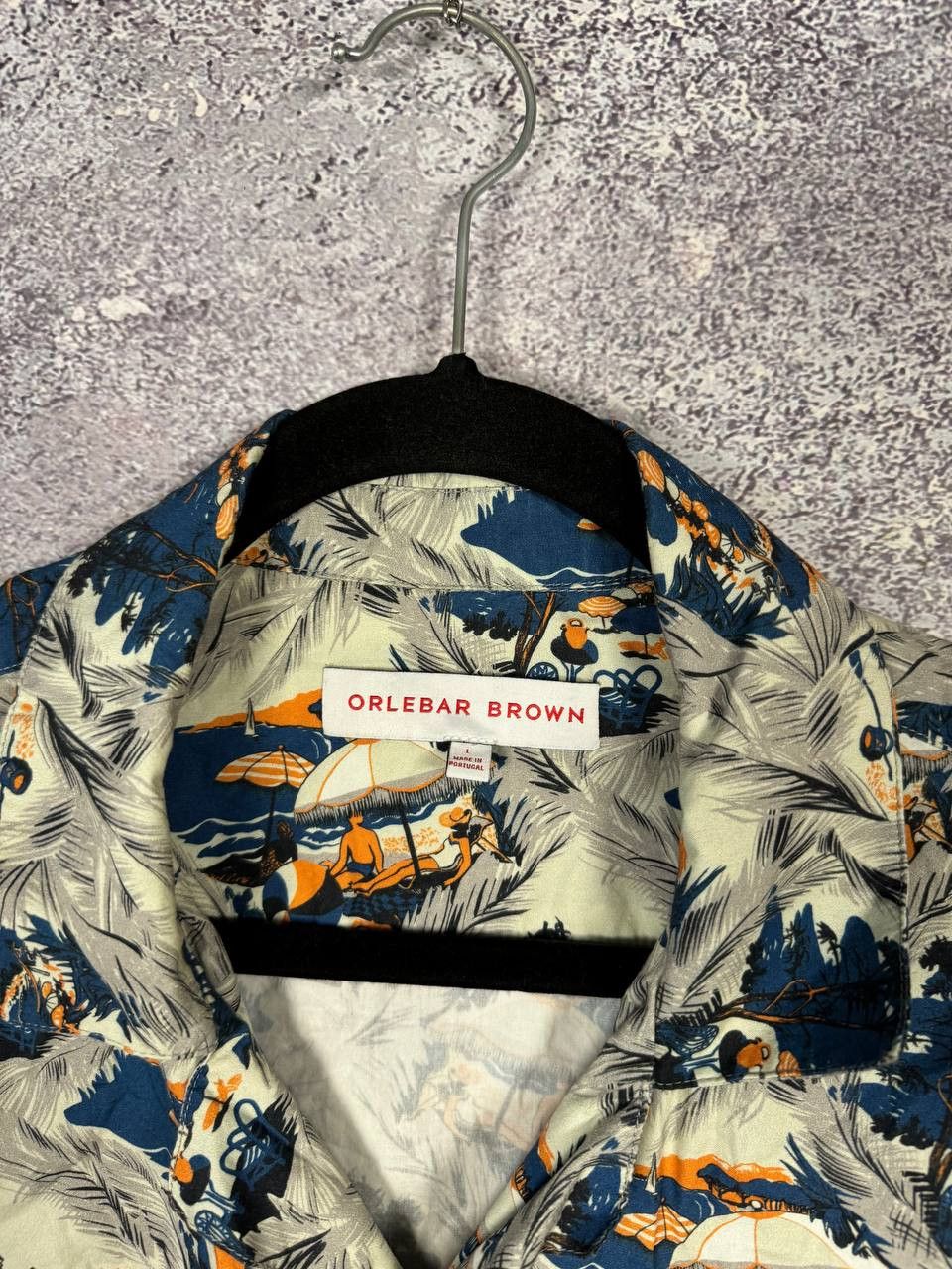 Orlebar Brown Orlebar Brown Shirt Men's Large Alloy Aqua Giles Print Size US L / EU 52-54 / 3 - 6 Thumbnail